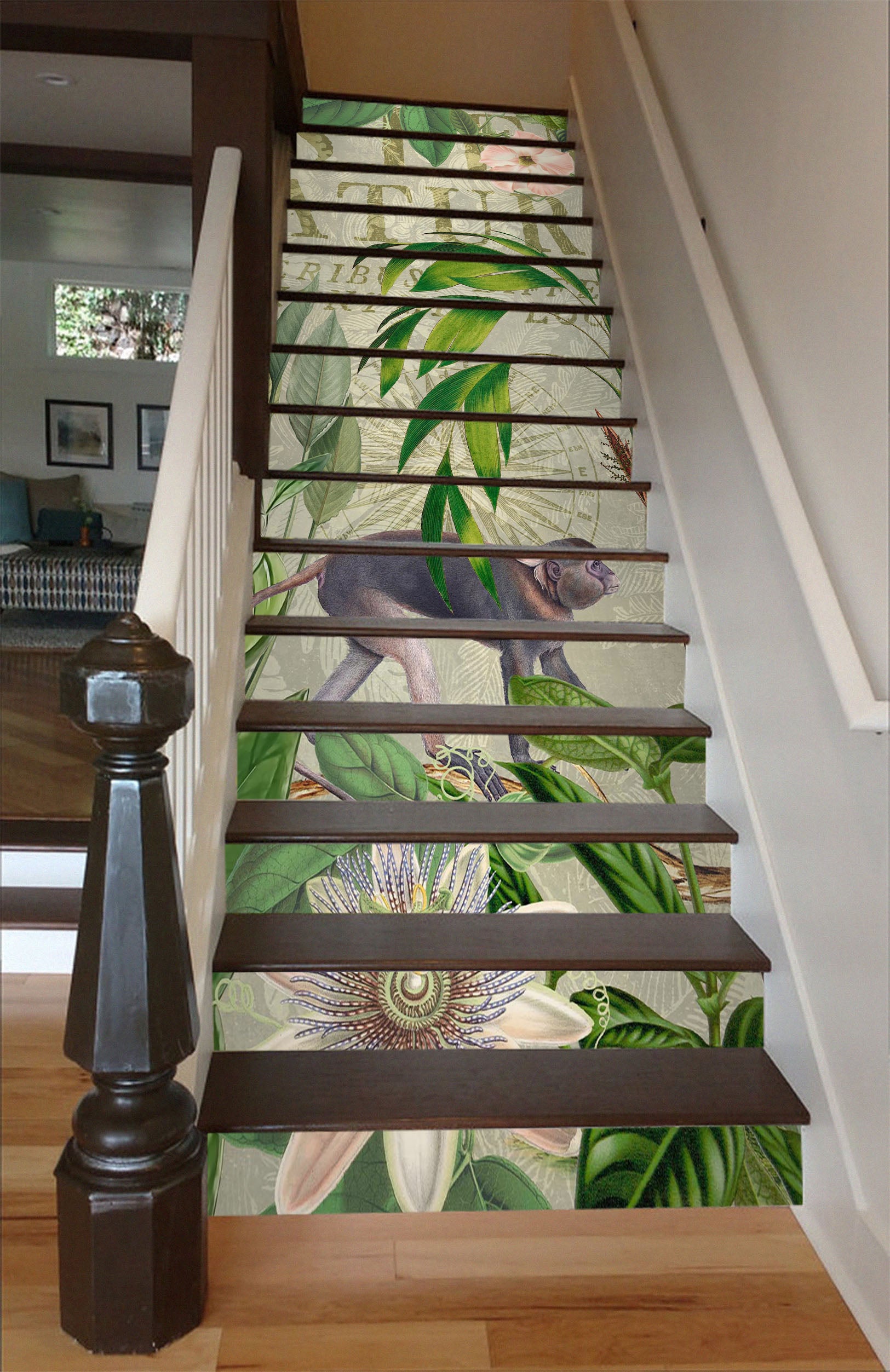 3D Leaves Monkey 11037 Andrea Haase Stair Risers