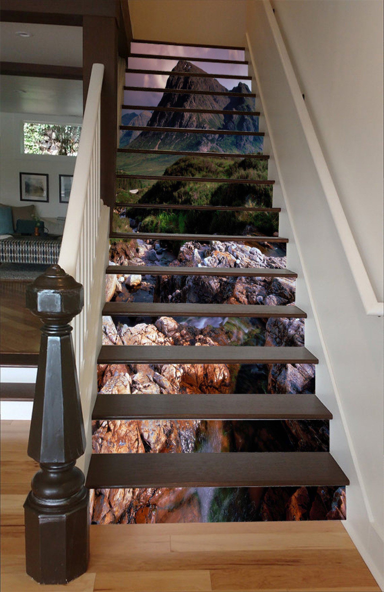 3D Stony Creek Mountains 1458 Stair Risers Wallpaper AJ Wallpaper 