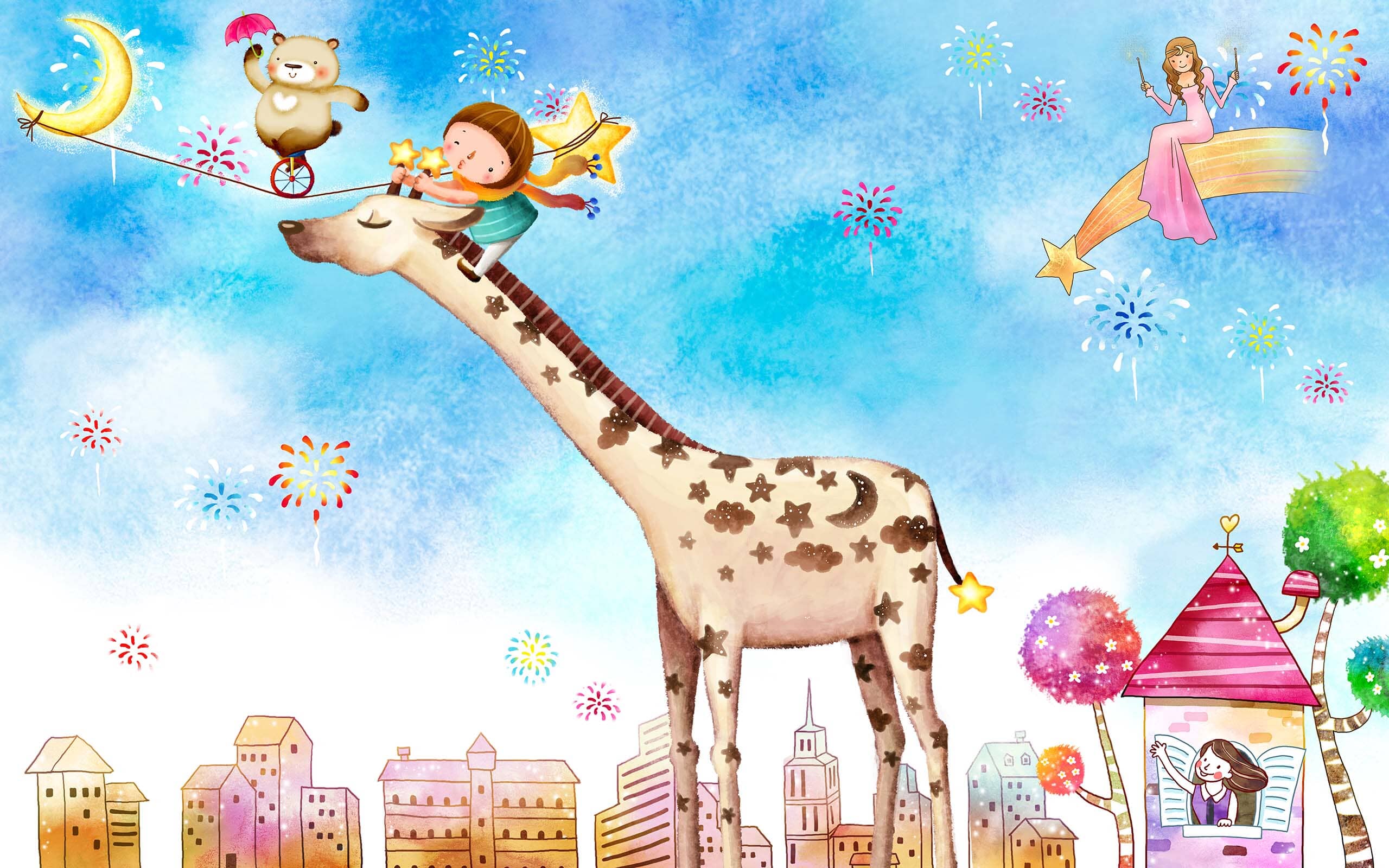 3D Cartoon Giraffe 1443 Wall Murals Wallpaper AJ Wallpaper 2 