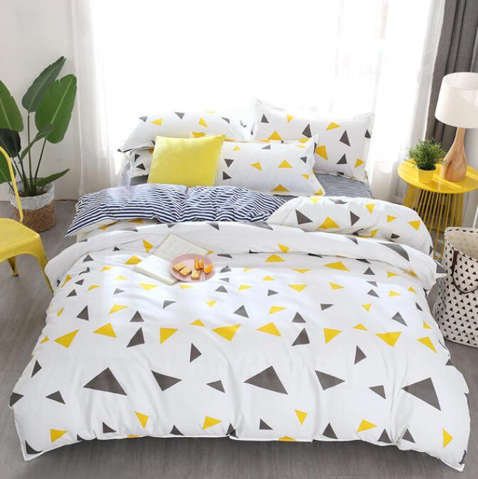 3D Dark Gray Yellow Triangle 3004 Bed Pillowcases Quilt