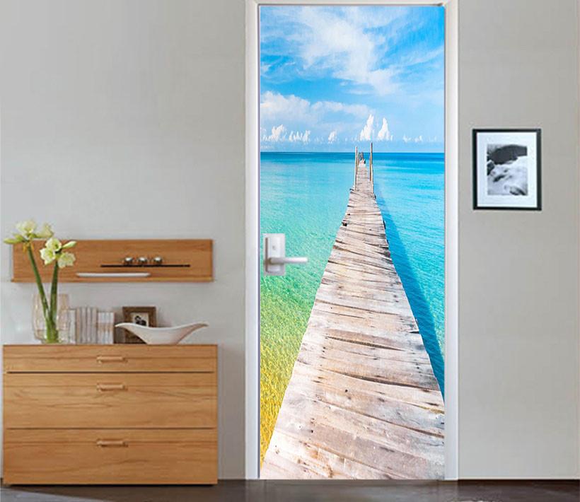 3D transparent brine wooden bridge door mural Wallpaper AJ Wallpaper 
