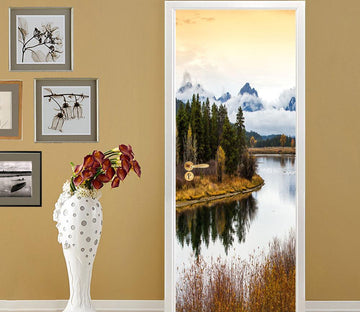 3D fresh water inverted image trees door mural Wallpaper AJ Wallpaper 