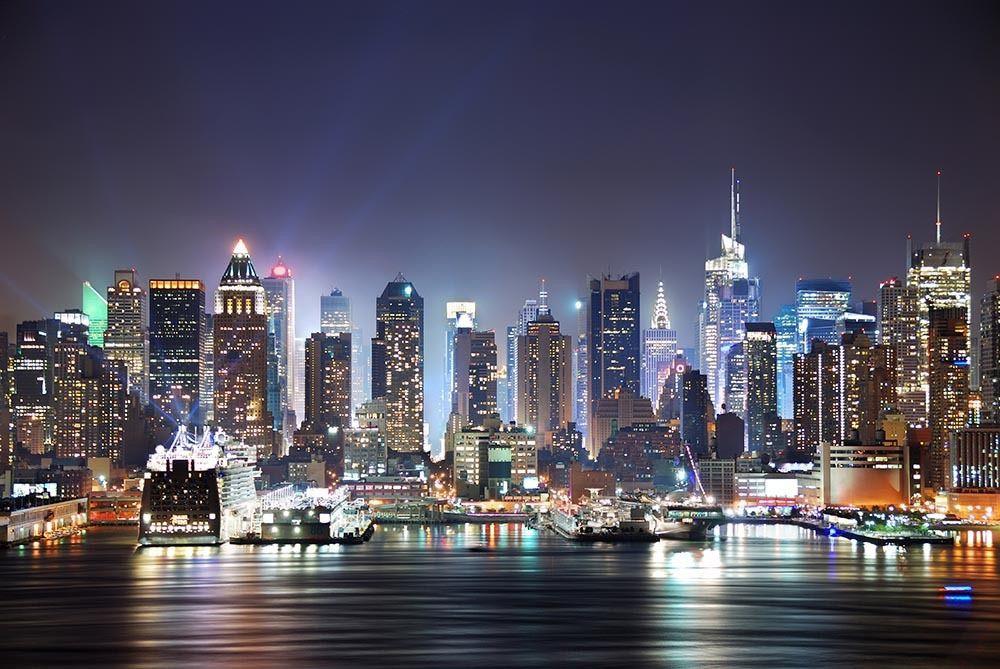 3D New York City night WallPaper 2225mm wide x 1000mm high. IN VINYL AJ Wallpaper 