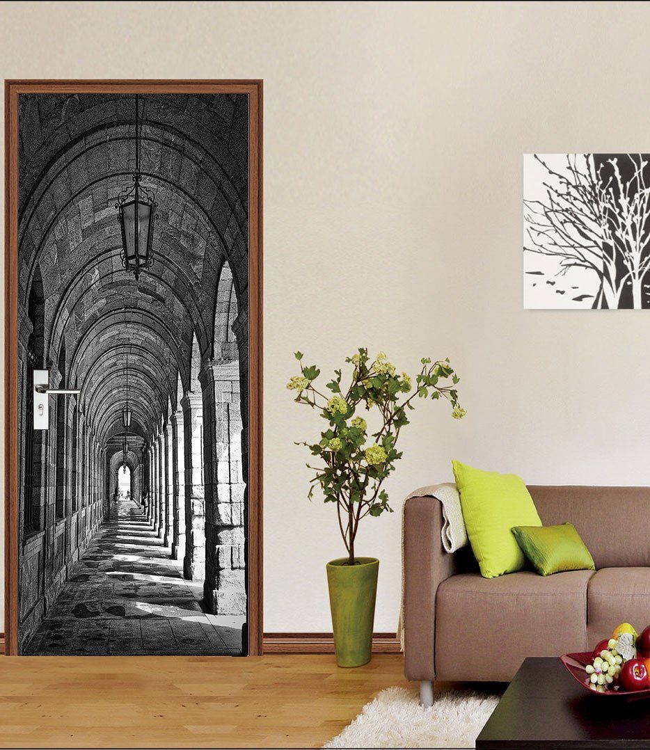 3D corridor stone dome door mural Wallpaper AJ Wallpaper 