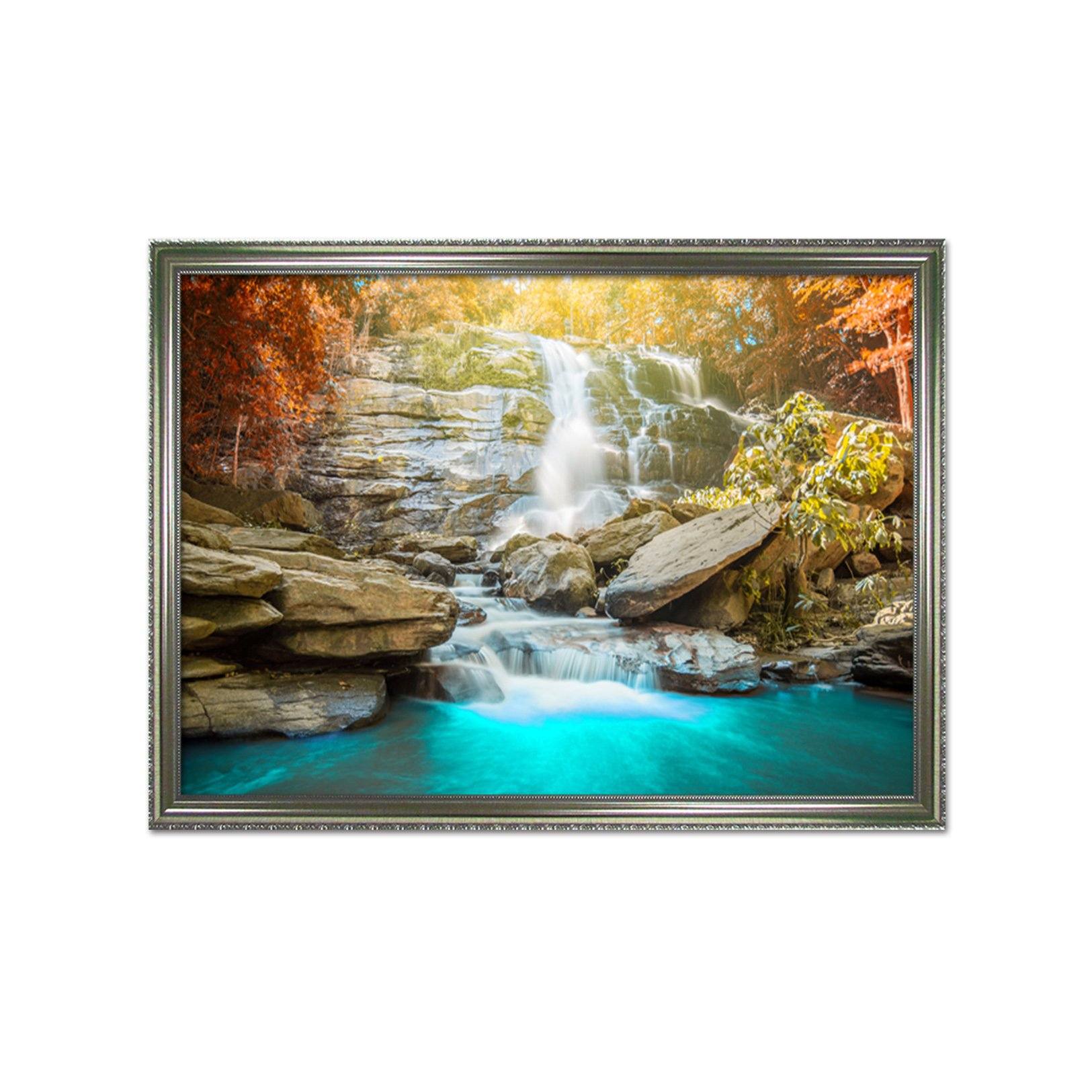 3D Sunshine Waterfall 155 Fake Framed Print Painting Wallpaper AJ Creativity Home 
