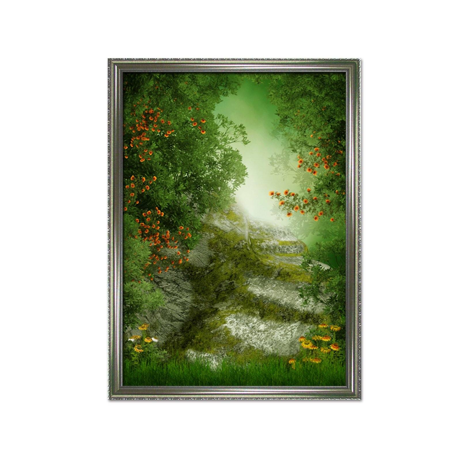 3D Woods Flowers 057 Fake Framed Print Painting Wallpaper AJ Creativity Home 