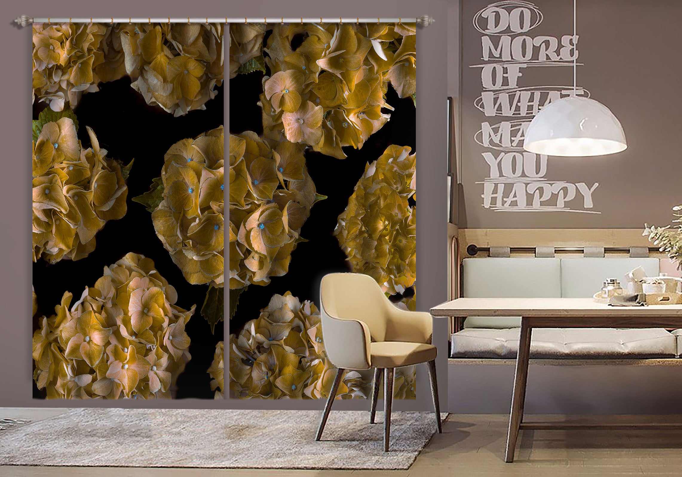 3D Yellow Flowers 6325 Assaf Frank Curtain Curtains Drapes