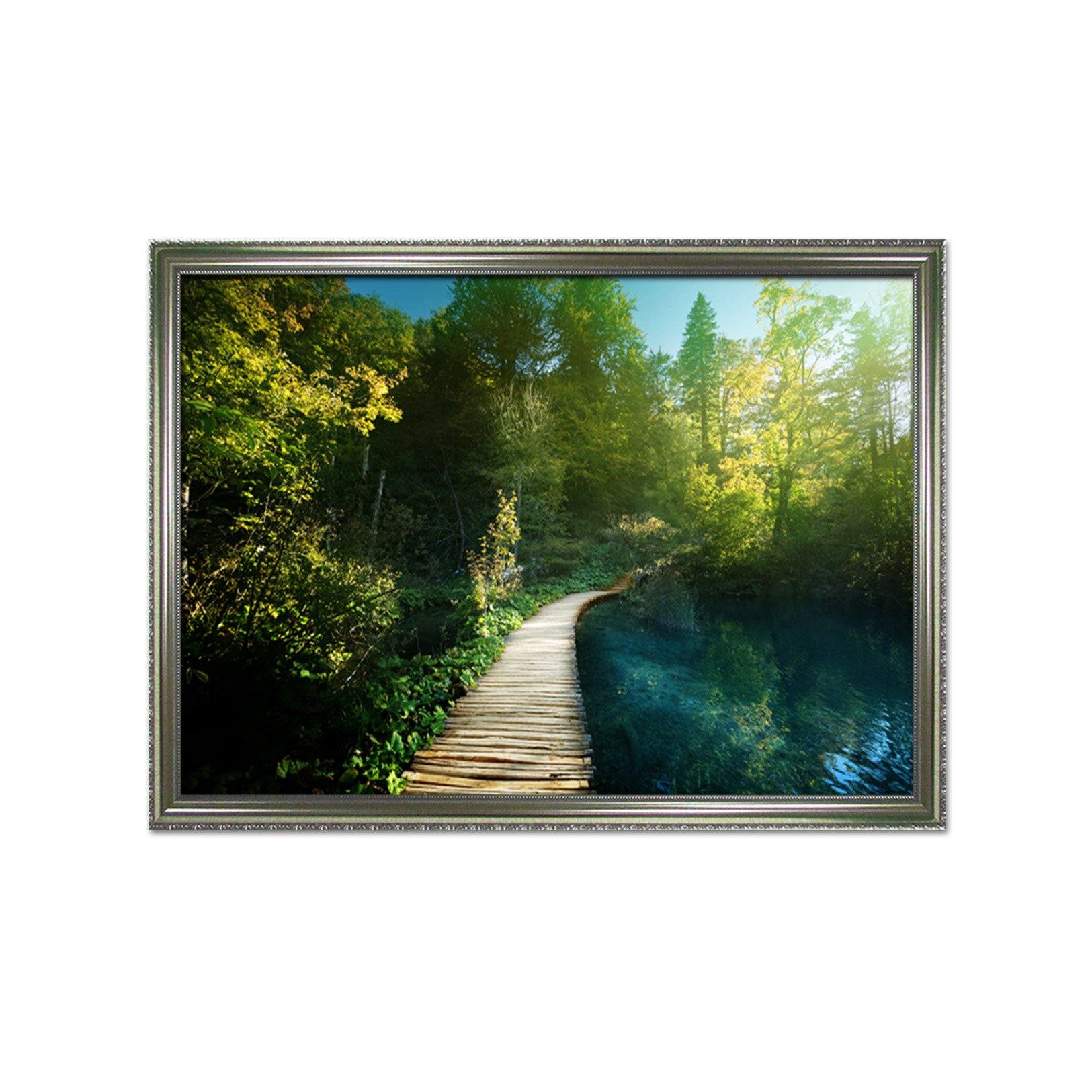 3D Bridge Woods 174 Fake Framed Print Painting Wallpaper AJ Creativity Home 