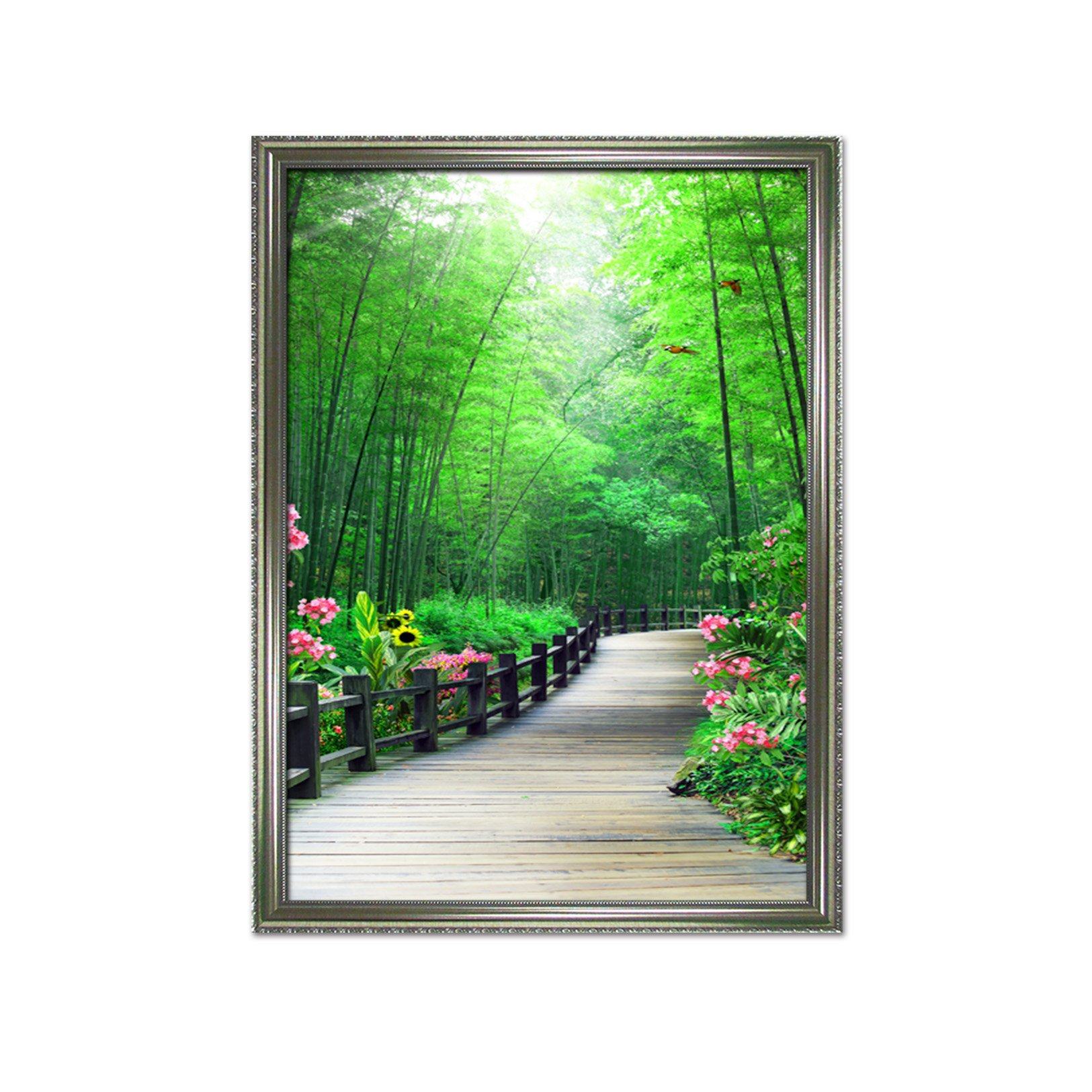 3D Pathway Bamboo Forest 067 Fake Framed Print Painting Wallpaper AJ Creativity Home 