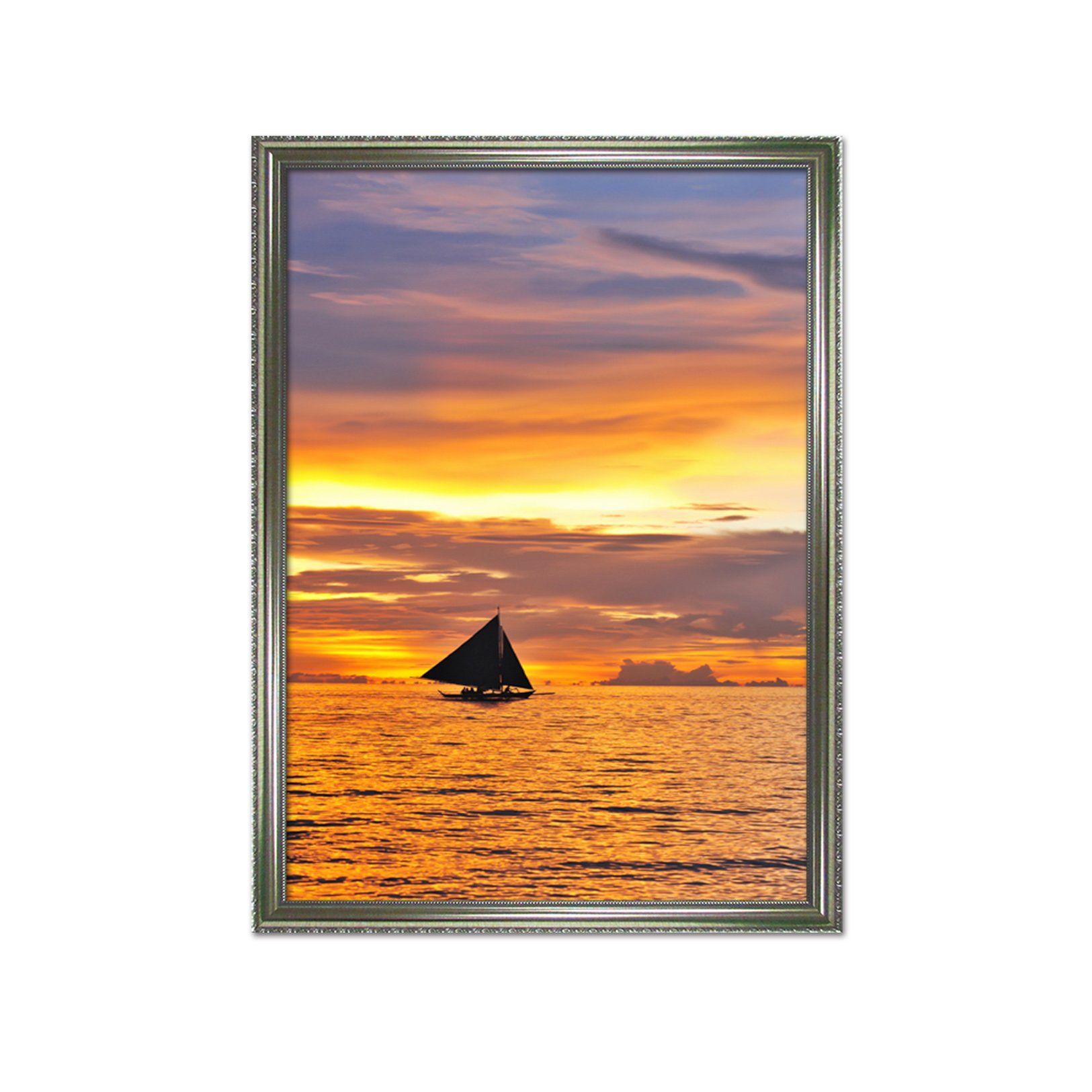 3D Evening Boat 026 Fake Framed Print Painting Wallpaper AJ Creativity Home 