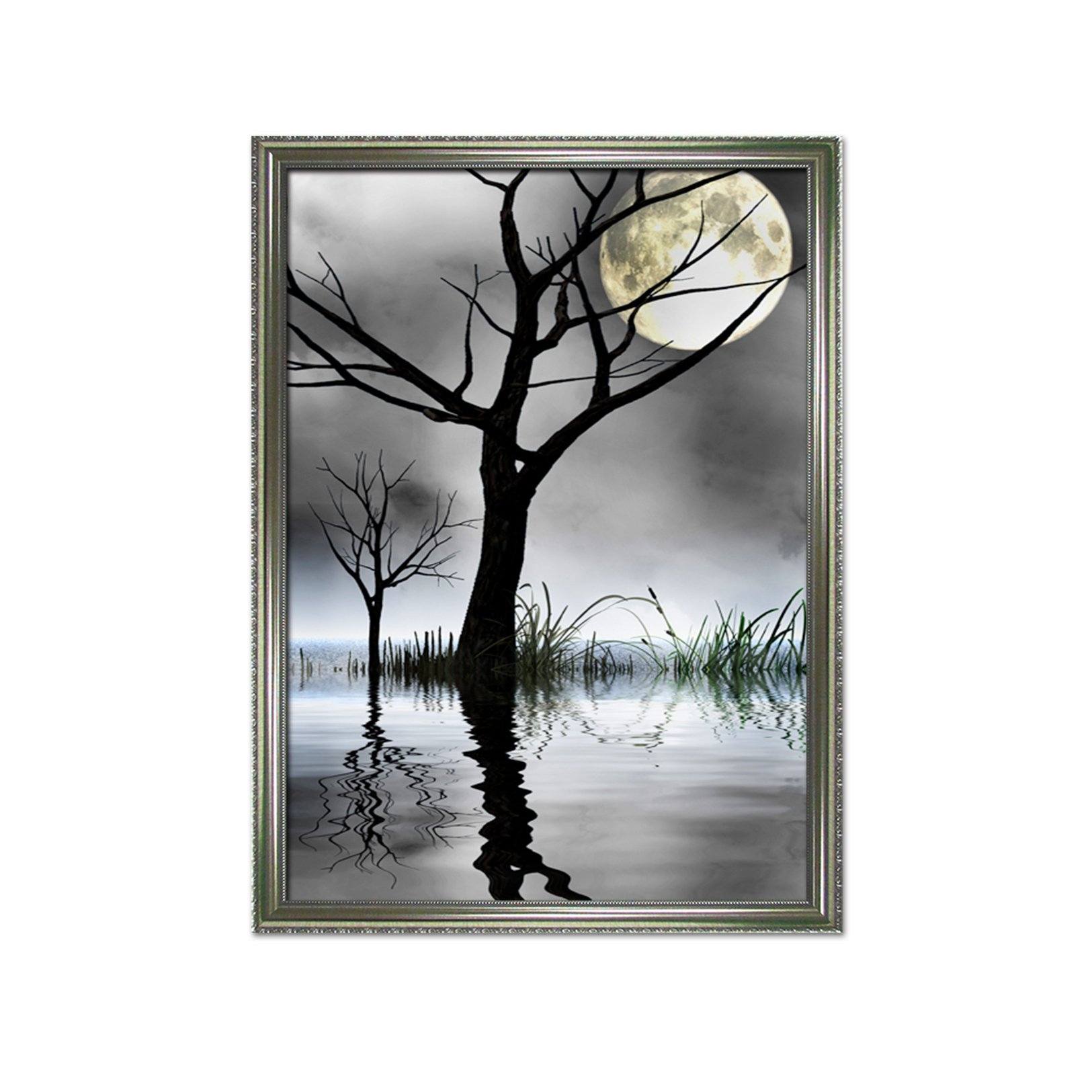 3D Moon Shadow 110 Fake Framed Print Painting Wallpaper AJ Creativity Home 