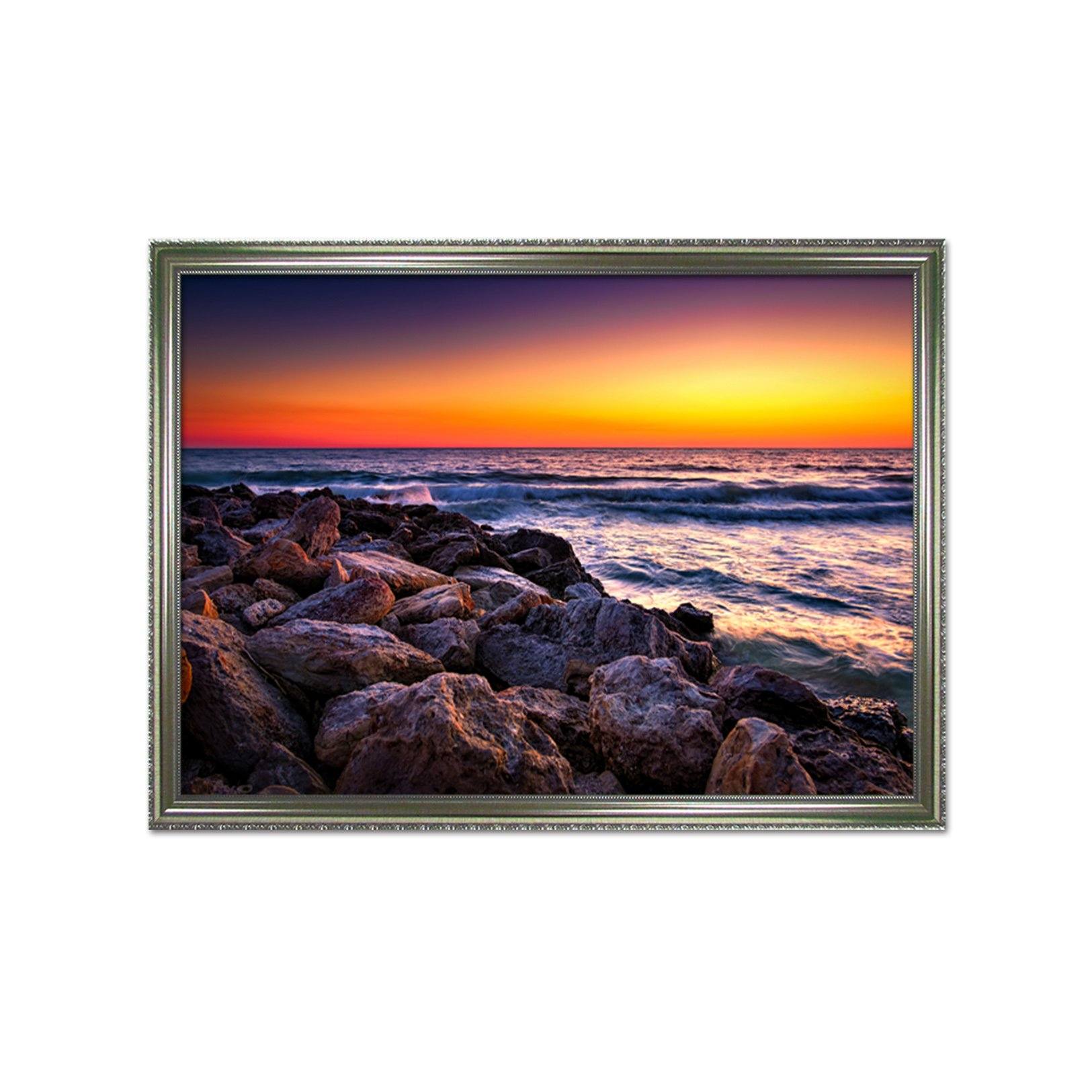 3D Dusk Waves 164 Fake Framed Print Painting Wallpaper AJ Creativity Home 