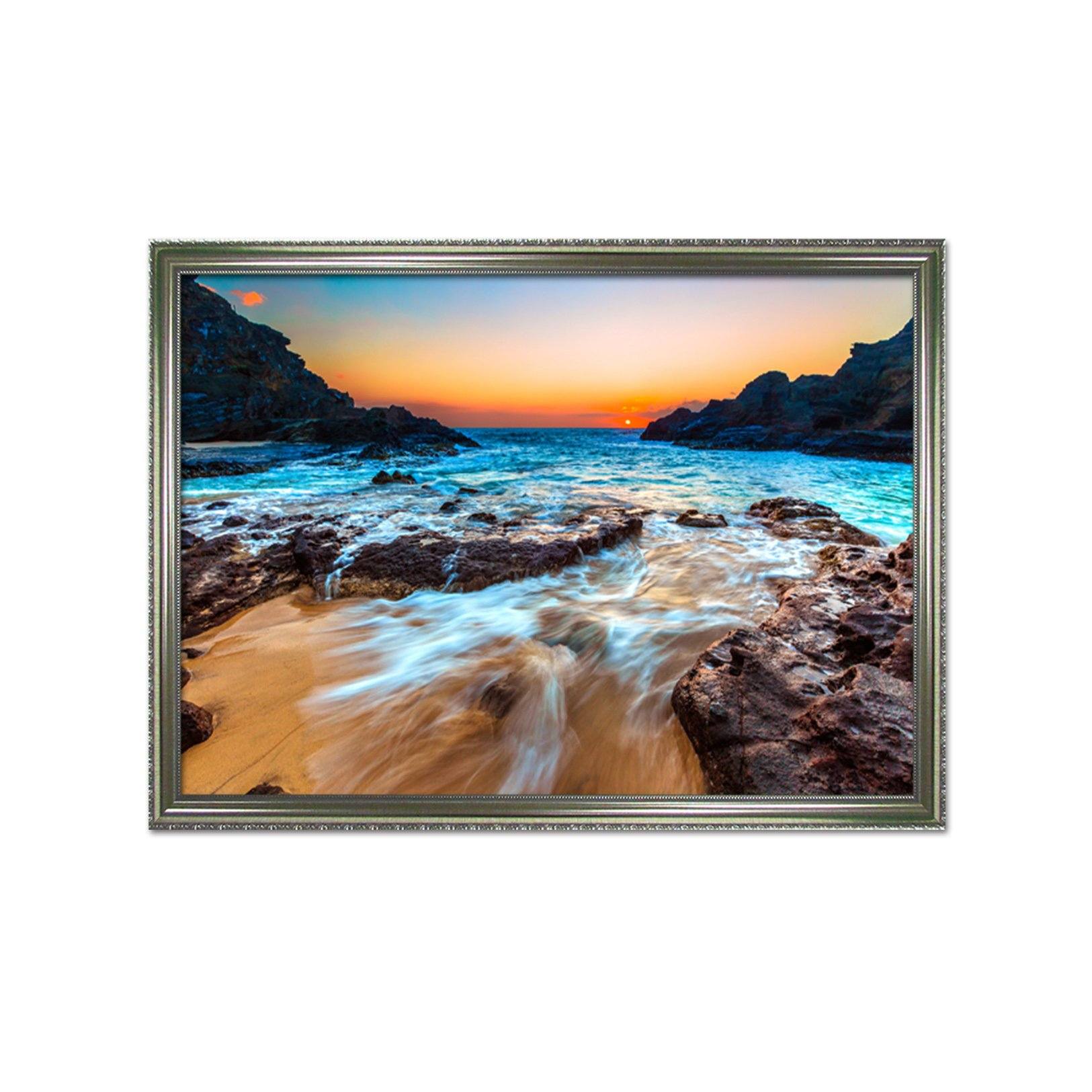 3D Sunset Sea 156 Fake Framed Print Painting Wallpaper AJ Creativity Home 
