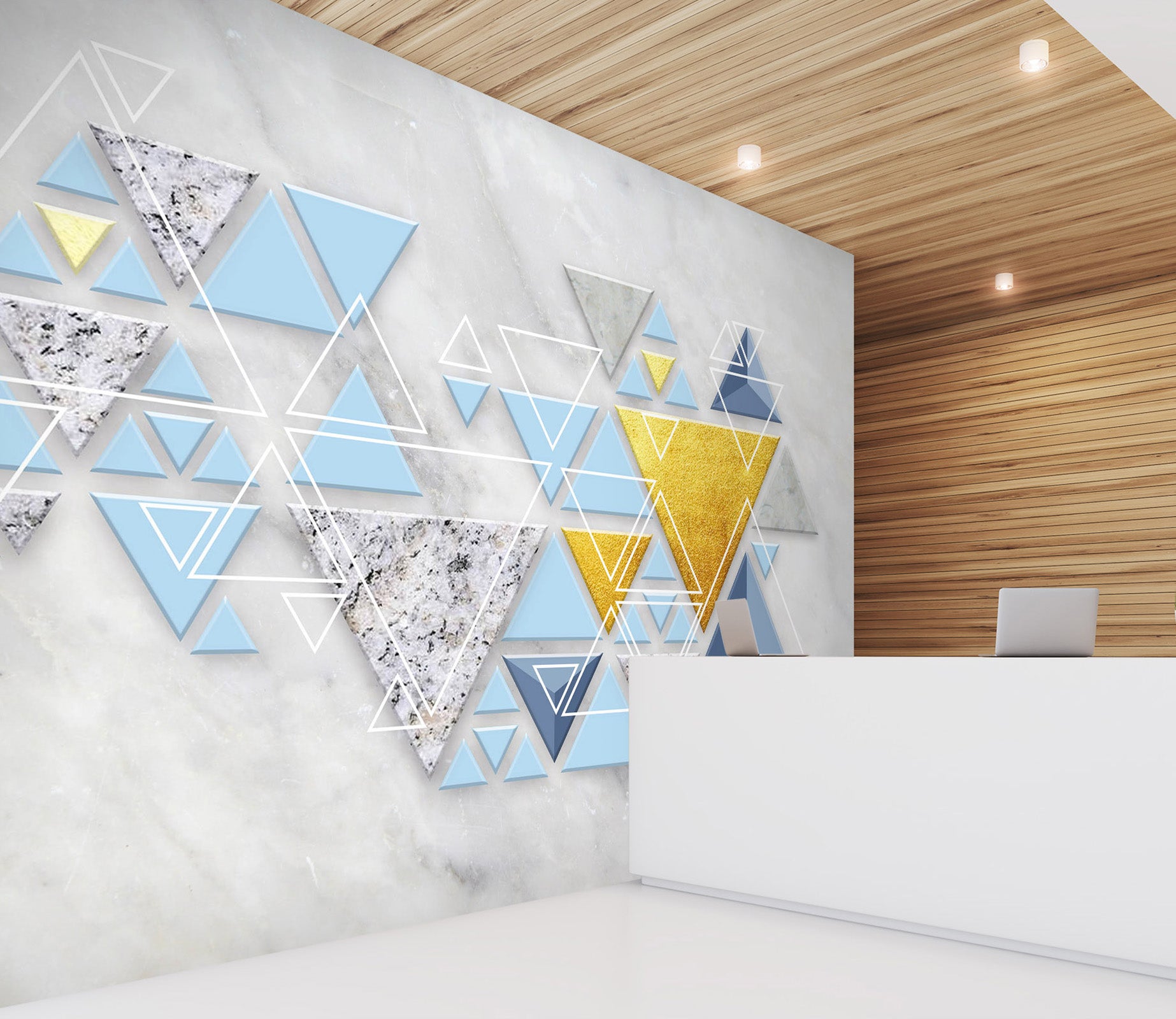 3D Blue Triangle 016 Wall Murals