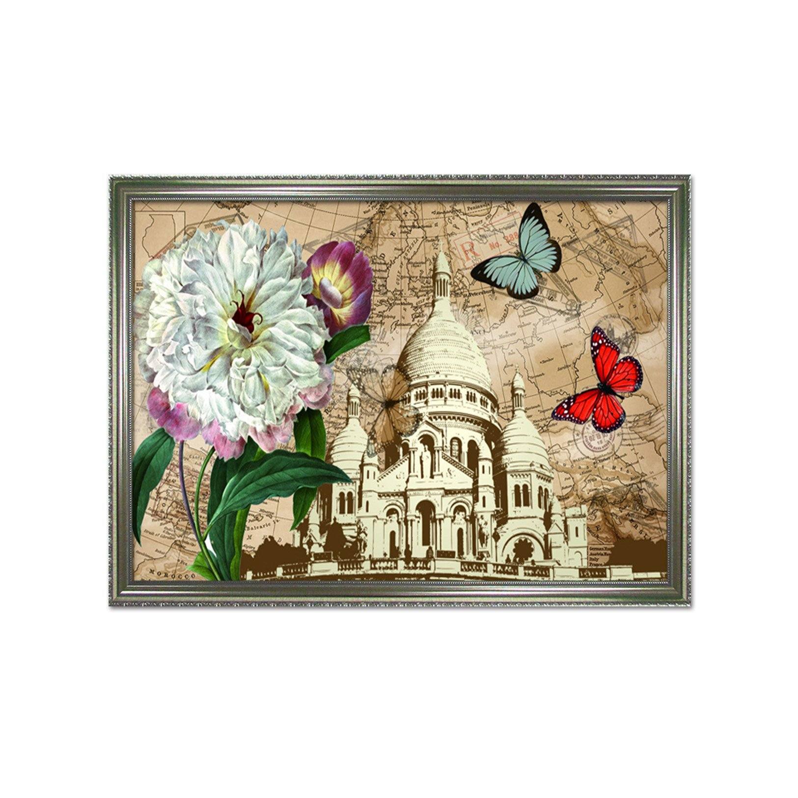 3D Castle Butterfly 039 Fake Framed Print Painting Wallpaper AJ Creativity Home 