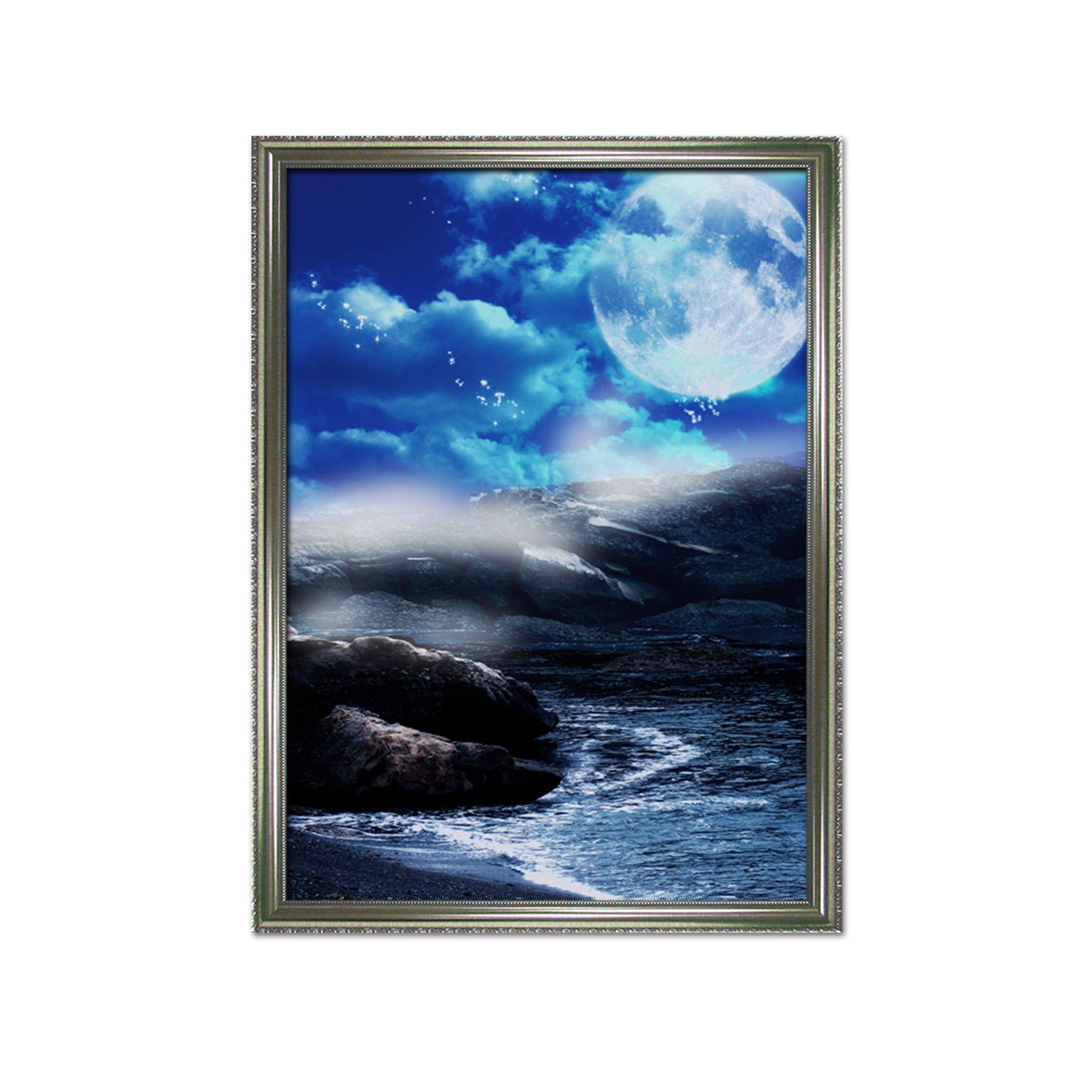 3D Moon Lake 147 Fake Framed Print Painting Wallpaper AJ Creativity Home 