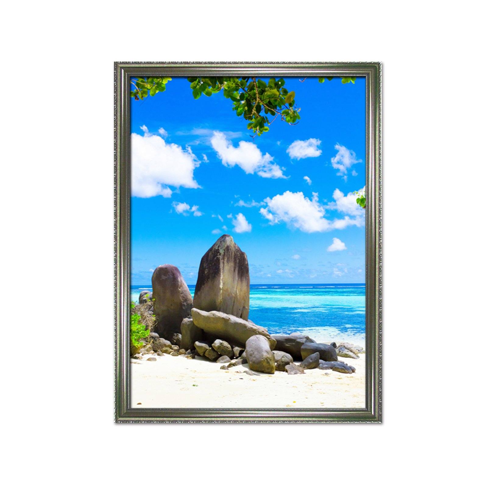 3D Seaside Stones 126 Fake Framed Print Painting Wallpaper AJ Creativity Home 