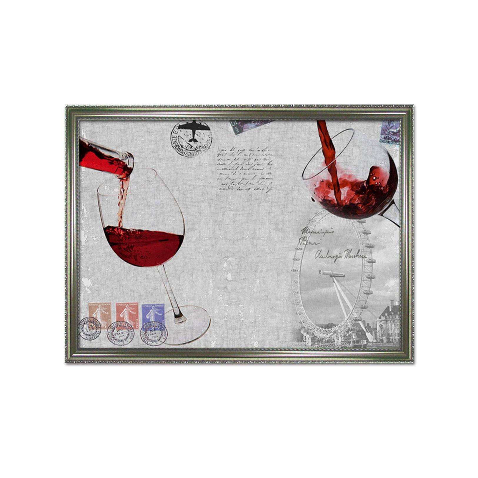3D Red Wine Glass 041 Fake Framed Print Painting Wallpaper AJ Creativity Home 