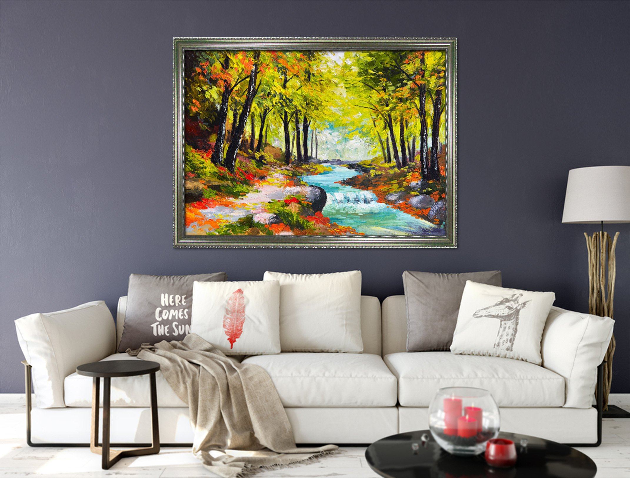 3D Scenic River 046 Fake Framed Print Painting Wallpaper AJ Creativity Home 