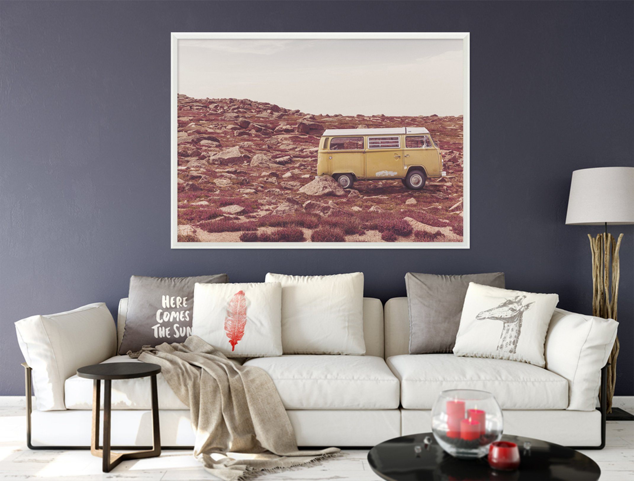 3D Yellow Car 191 Fake Framed Print Painting Wallpaper AJ Creativity Home 