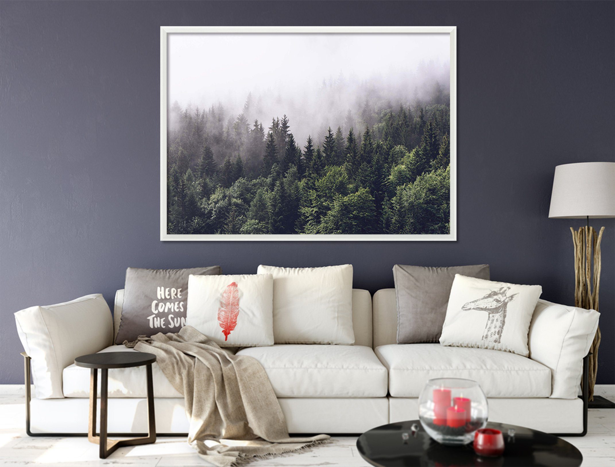 3D Dense Forest 093 Fake Framed Print Painting Wallpaper AJ Creativity Home 