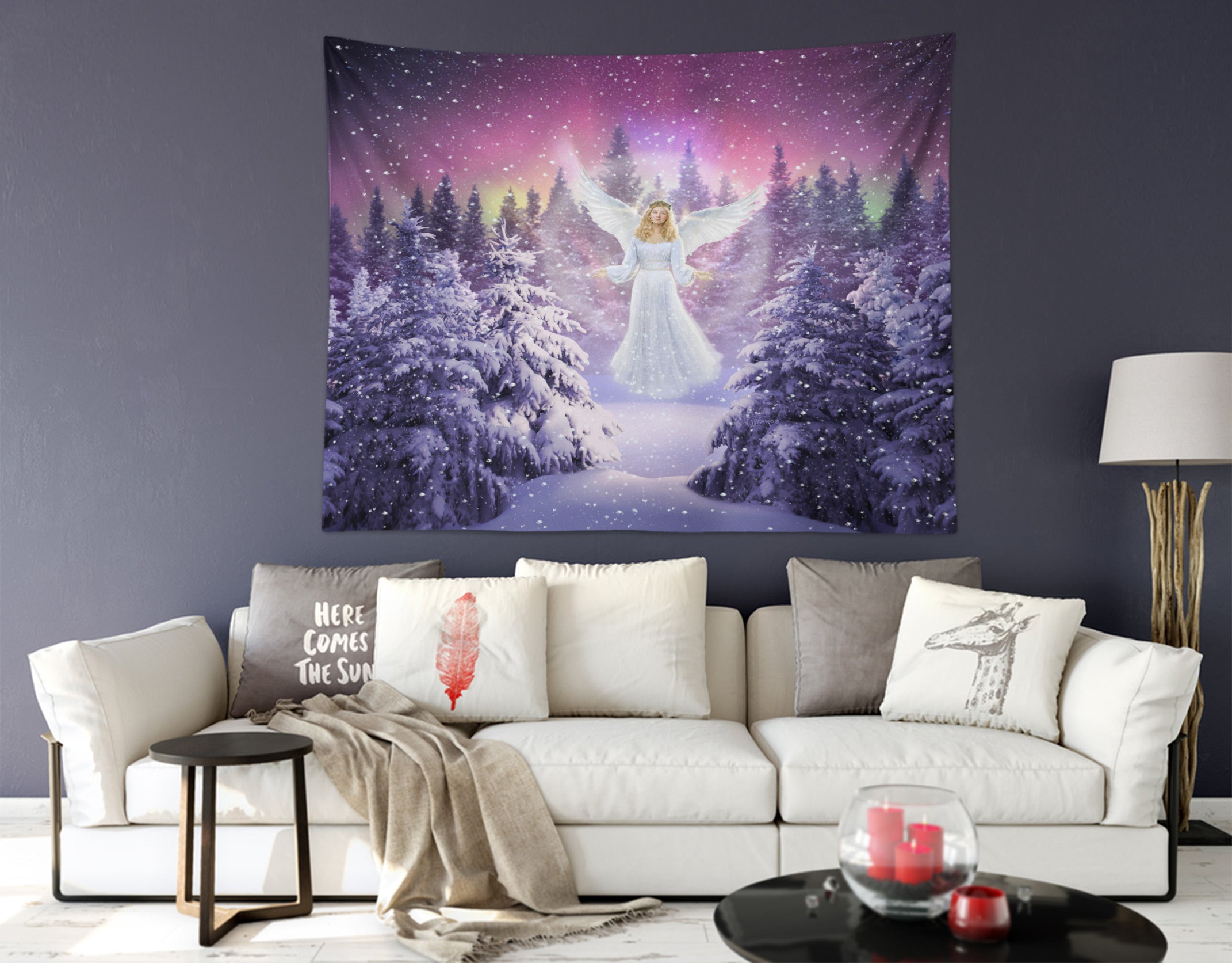 3D Snow Forest Angel 111136 Jerry LoFaro Tapestry Hanging Cloth Hang