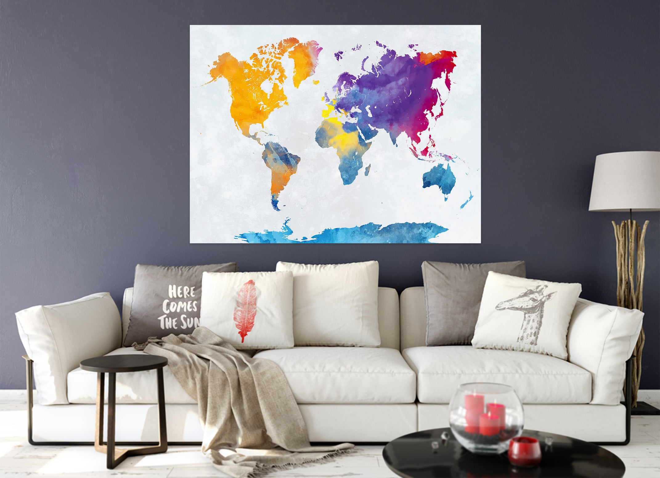 3D Color Pattern 112 World Map Wall Sticker
