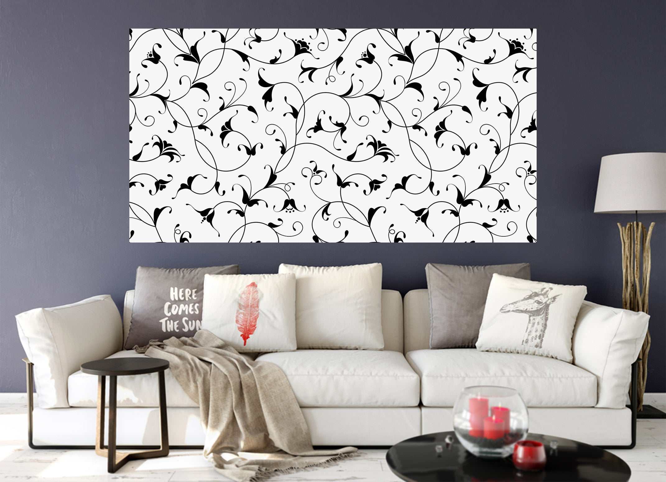 3D Black Flower Pattern 1071 Wall Sticker