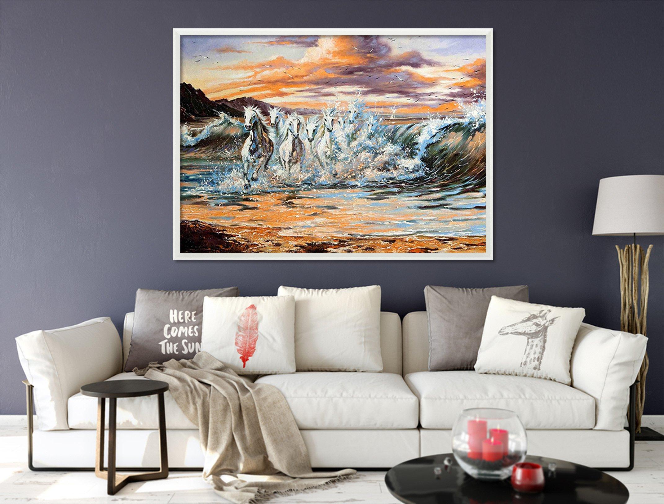 3D Running Horses 064 Fake Framed Print Painting Wallpaper AJ Creativity Home 