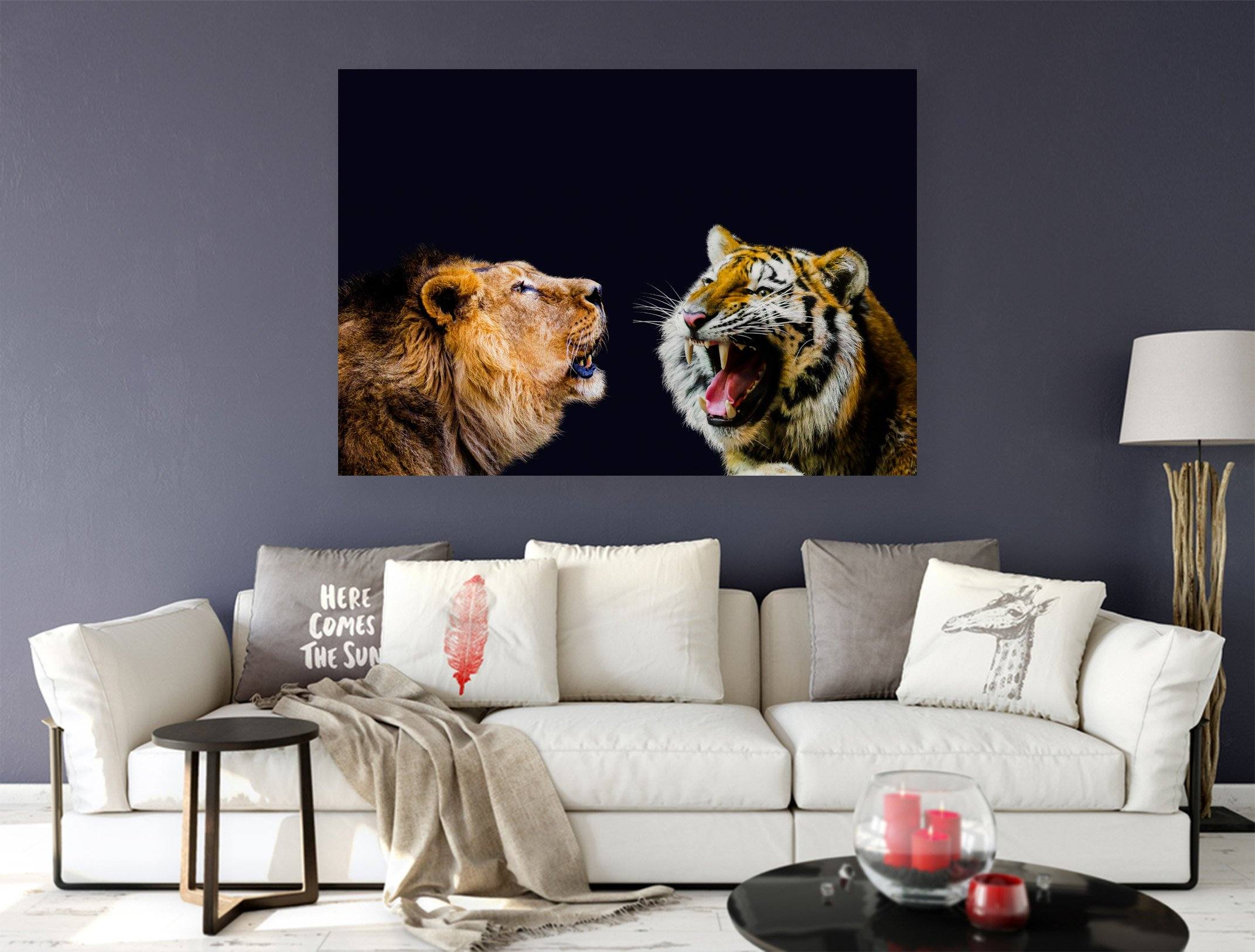 3D Lion Tiger Head 27 Animal Wall Stickers Wallpaper AJ Wallpaper 2 