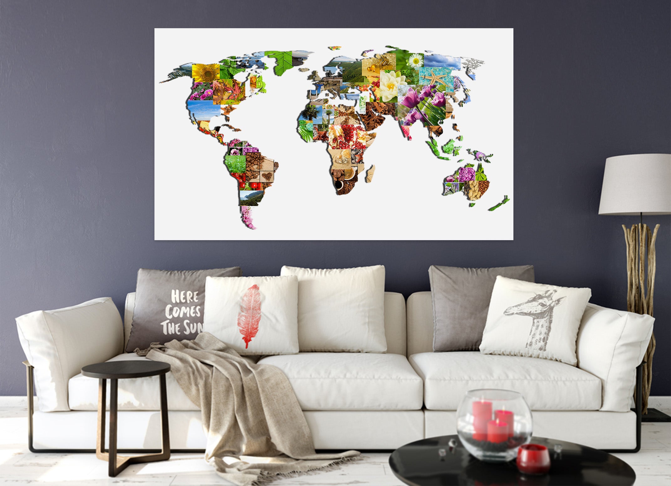 3D Color Art 137 World Map Wall Sticker