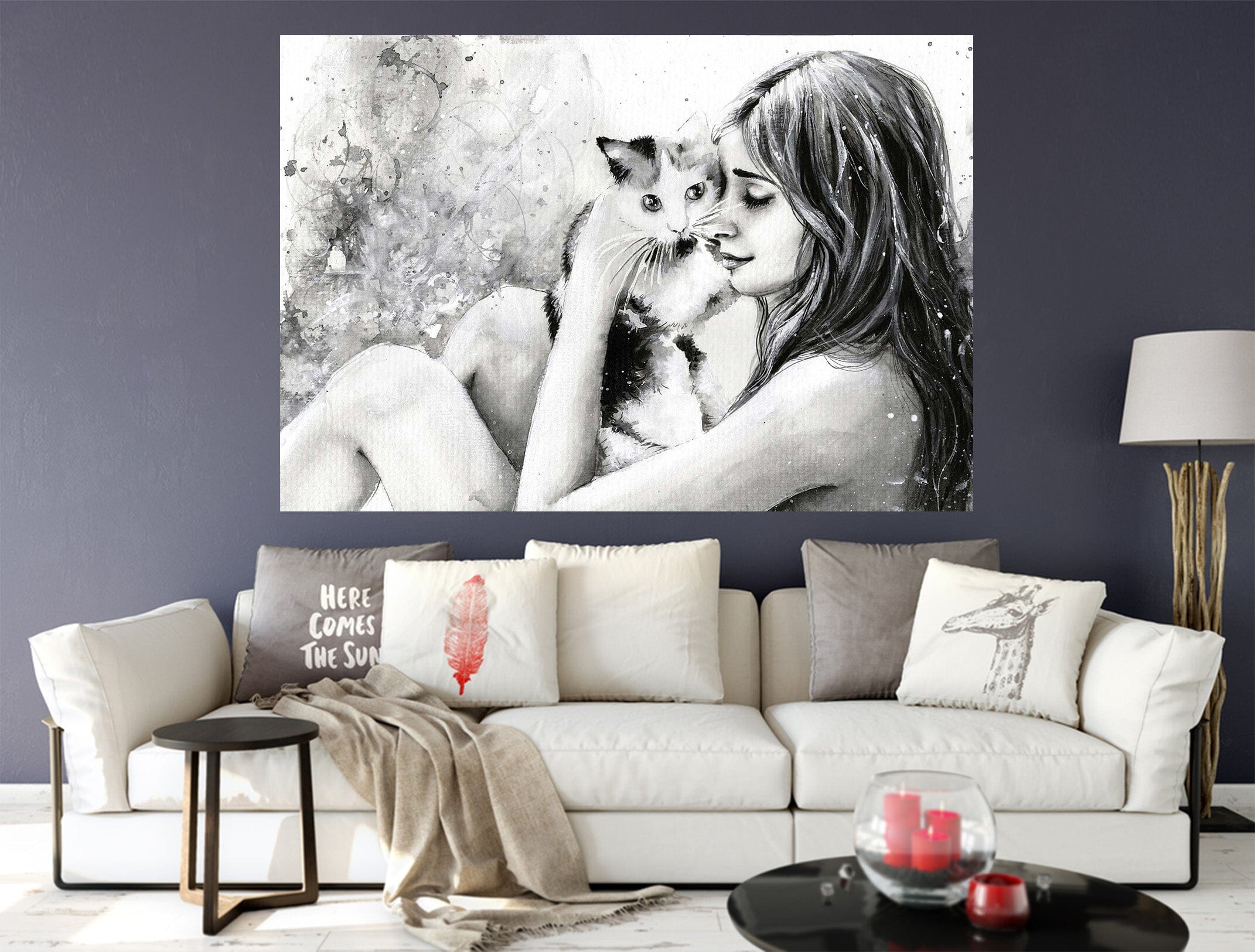 3D Pet Kitten Woman 1029 Wall Sticker Wallpaper AJ Wallpaper 2 