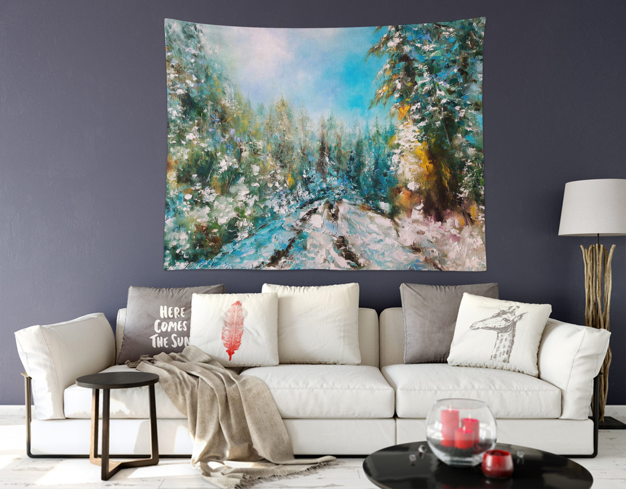 3D Blue Forest 3408 Skromova Marina Tapestry Hanging Cloth Hang