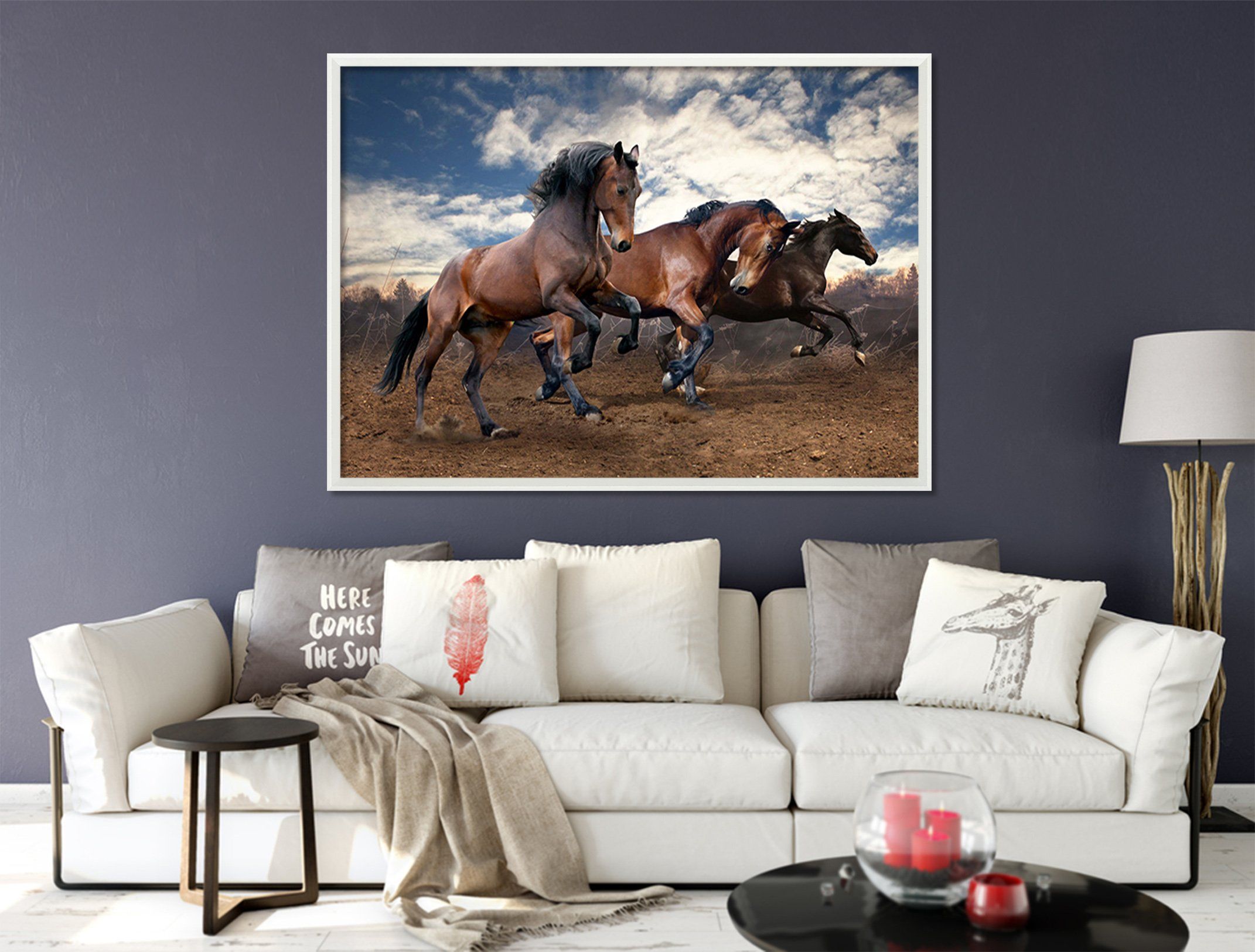 3D Brown Horse 062 Fake Framed Print Painting Wallpaper AJ Creativity Home 