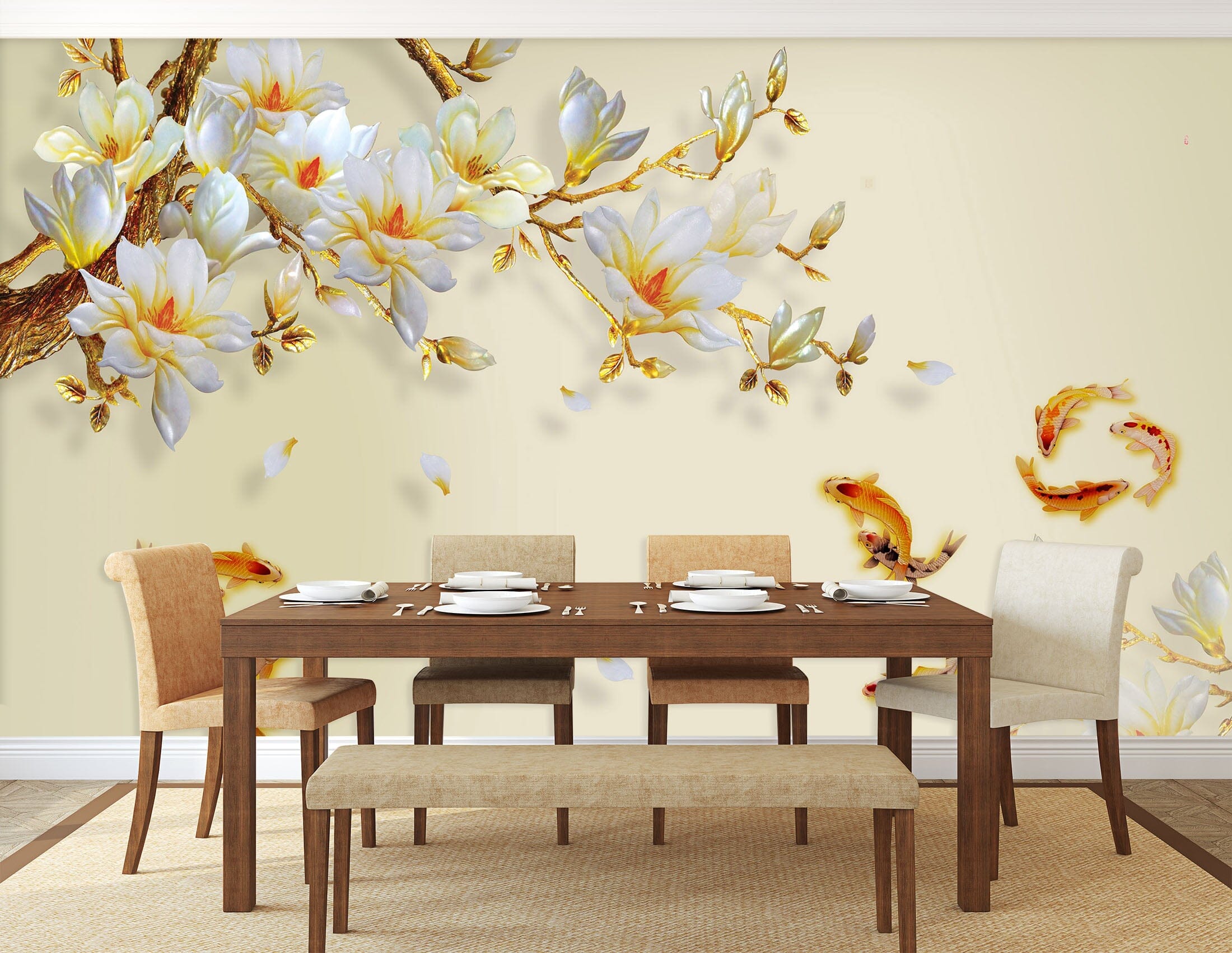 3D Flower Fish 1603 Wall Murals Wallpaper AJ Wallpaper 2 