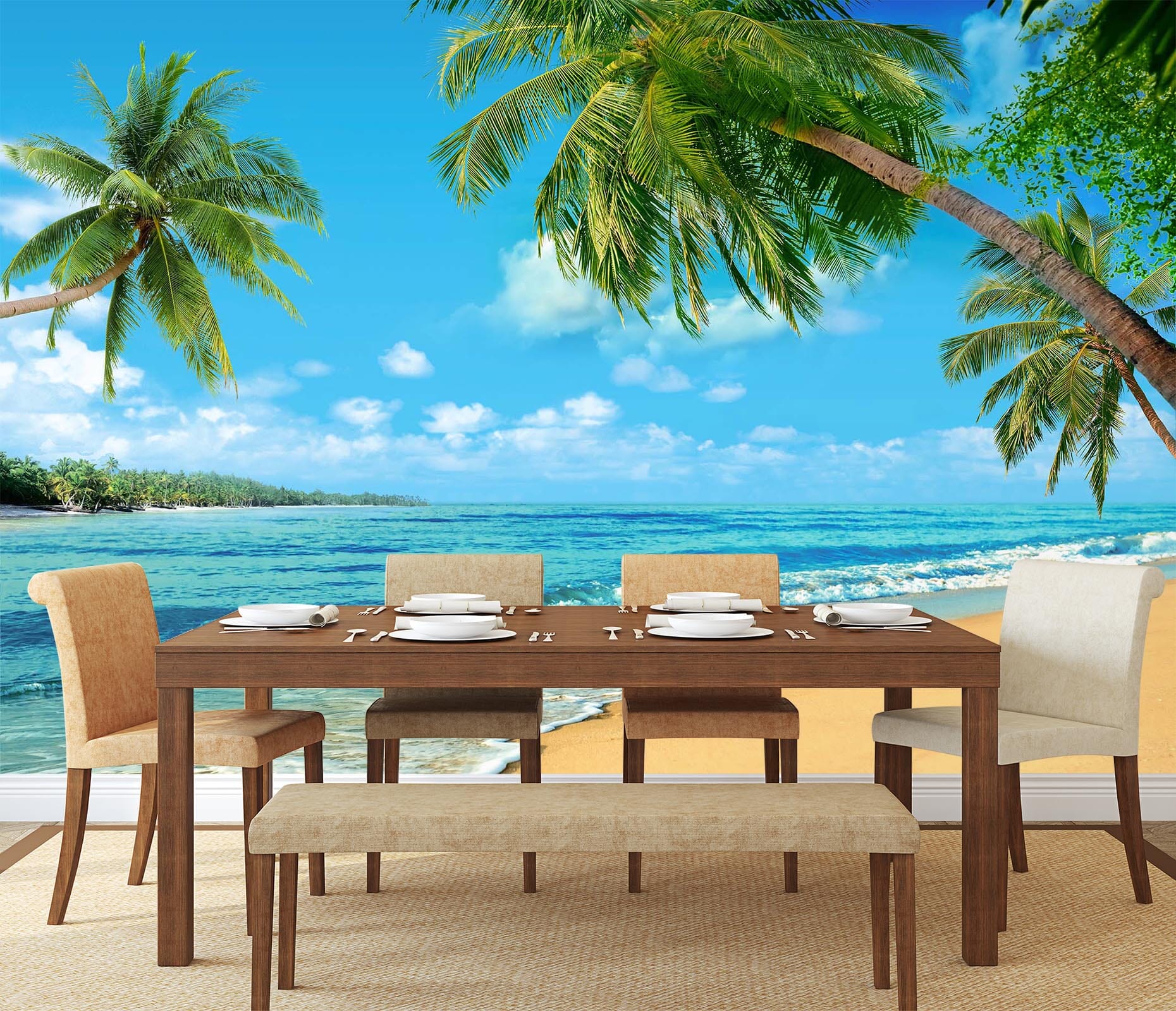 3D Coconut Beach 015 Wall Murals Wallpaper AJ Wallpaper 2 