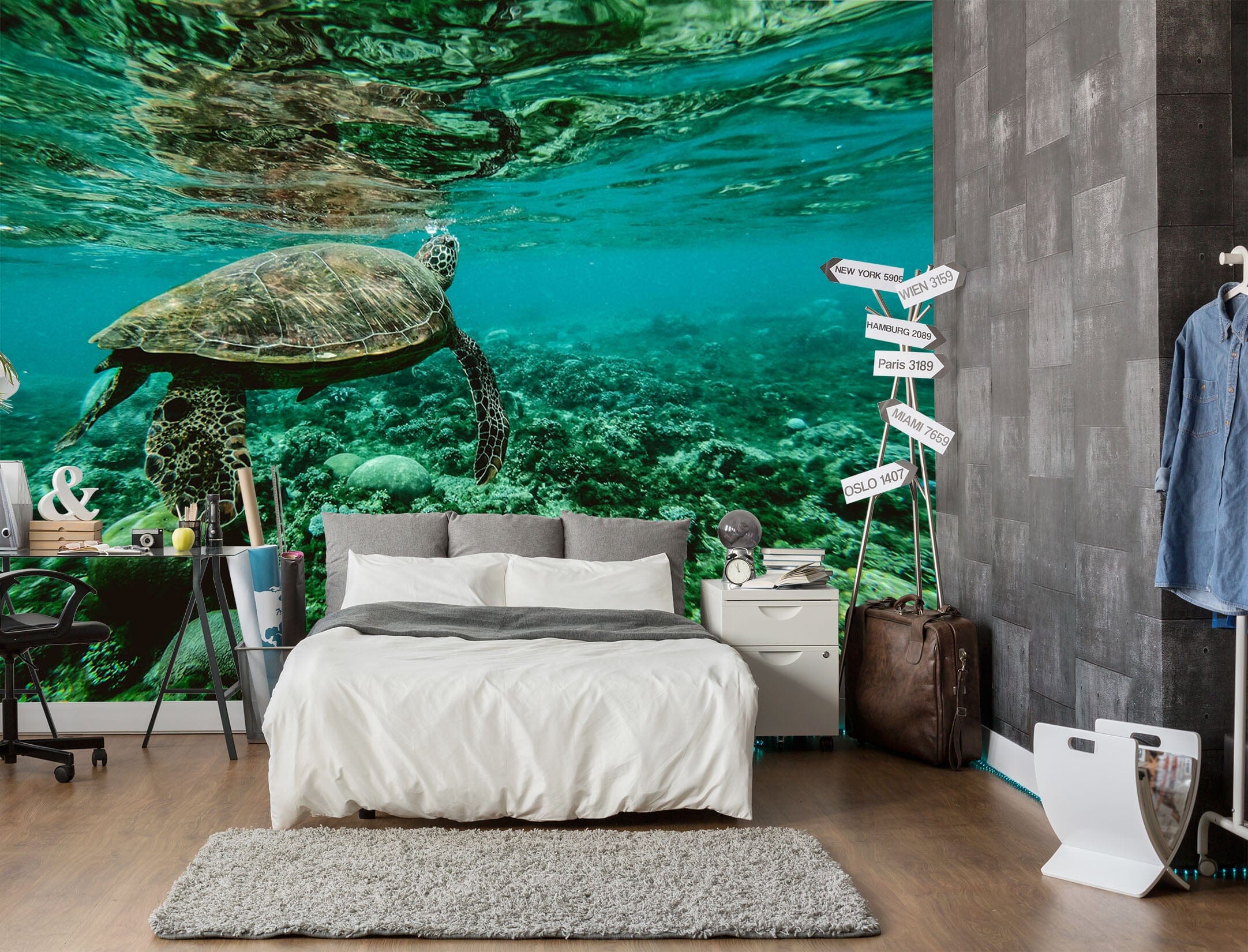 3D Green Turtle 215 Wall Murals Wallpaper AJ Wallpaper 2 