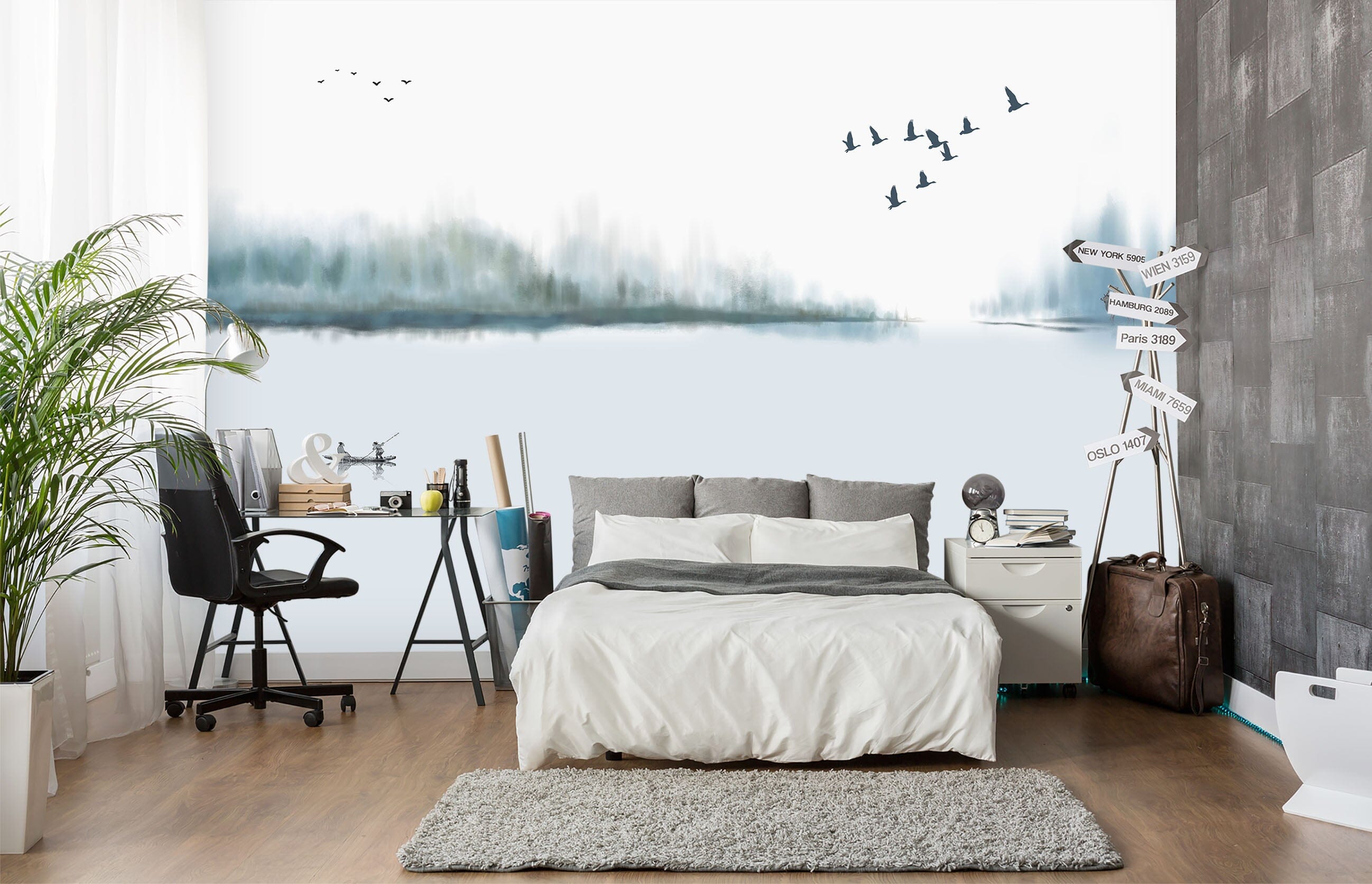 3D River Birds 1426 Wall Murals Wallpaper AJ Wallpaper 2 