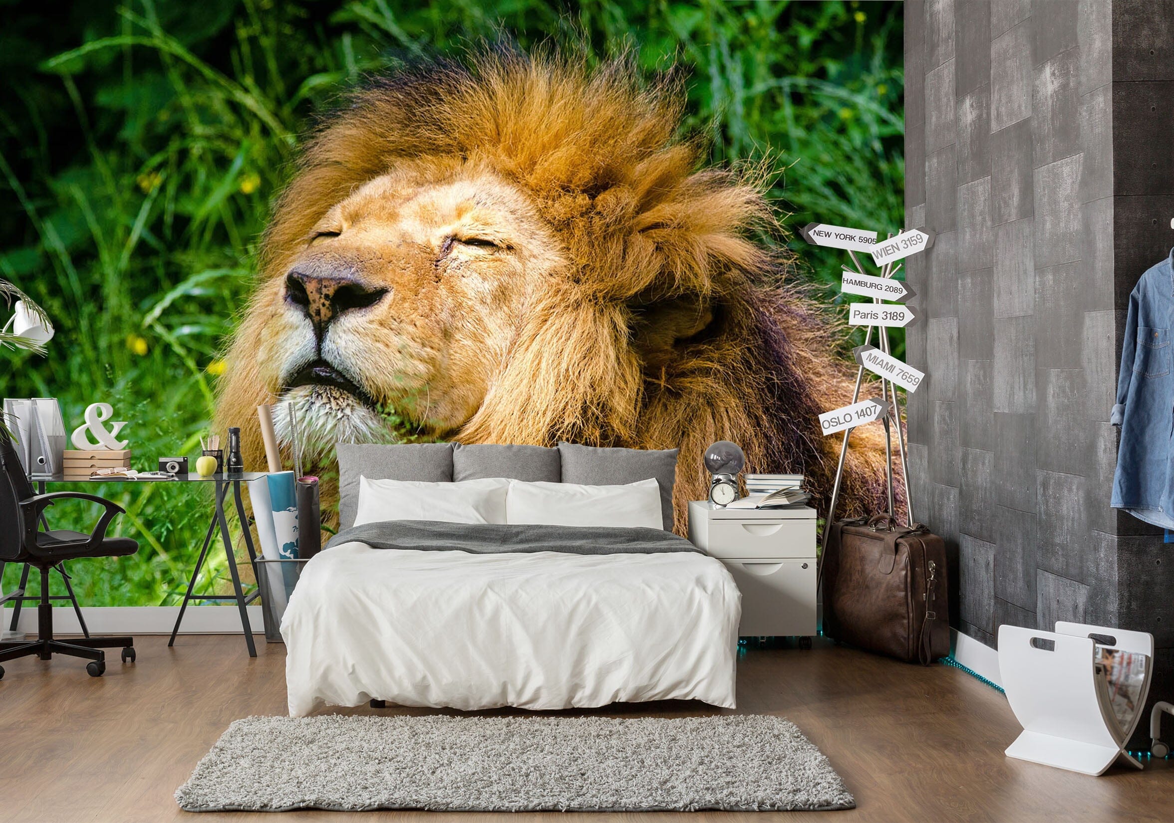 3D Big Lion 129 Wall Murals Wallpaper AJ Wallpaper 2 