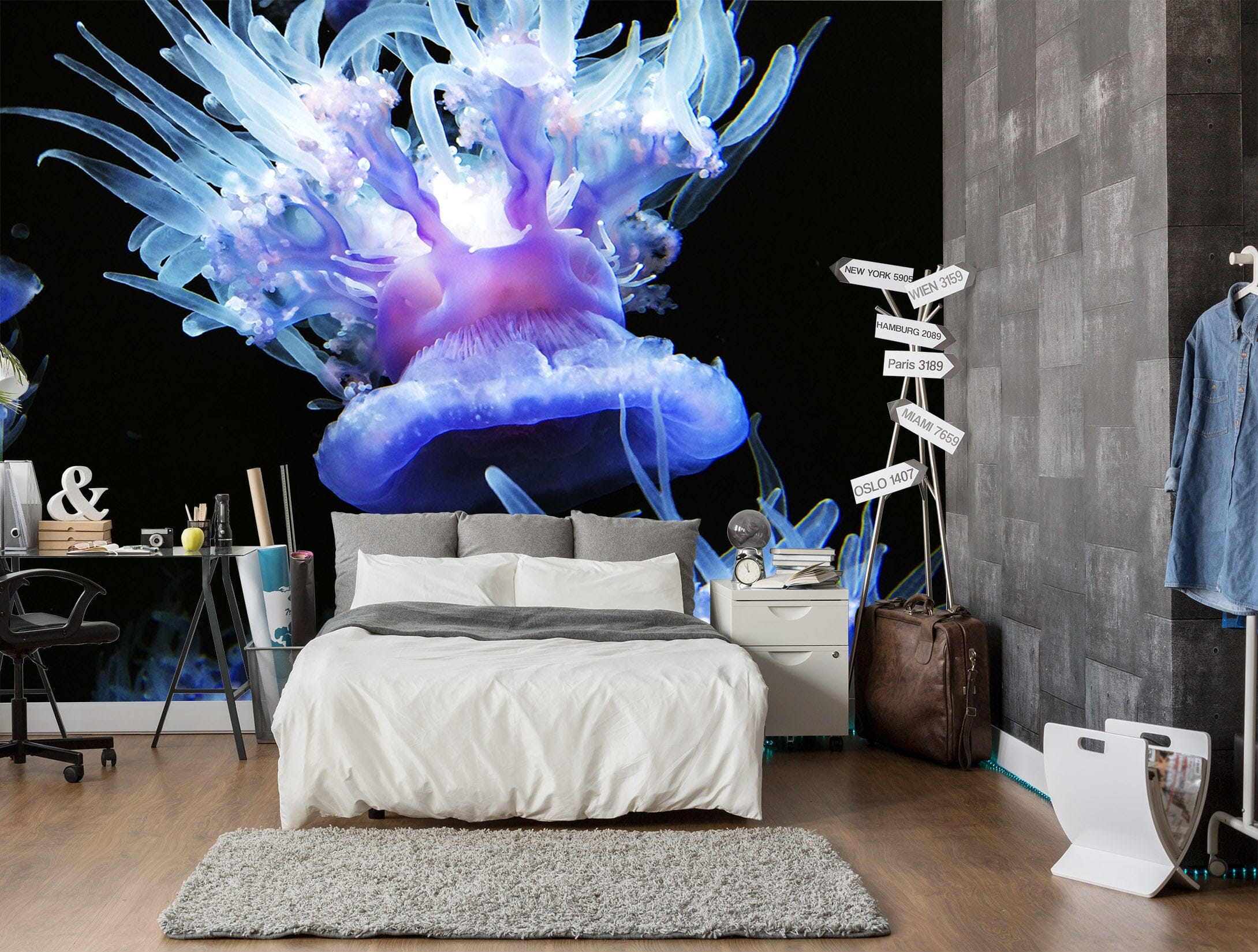 3D Purple Jellyfish 191 Wall Murals Wallpaper AJ Wallpaper 2 