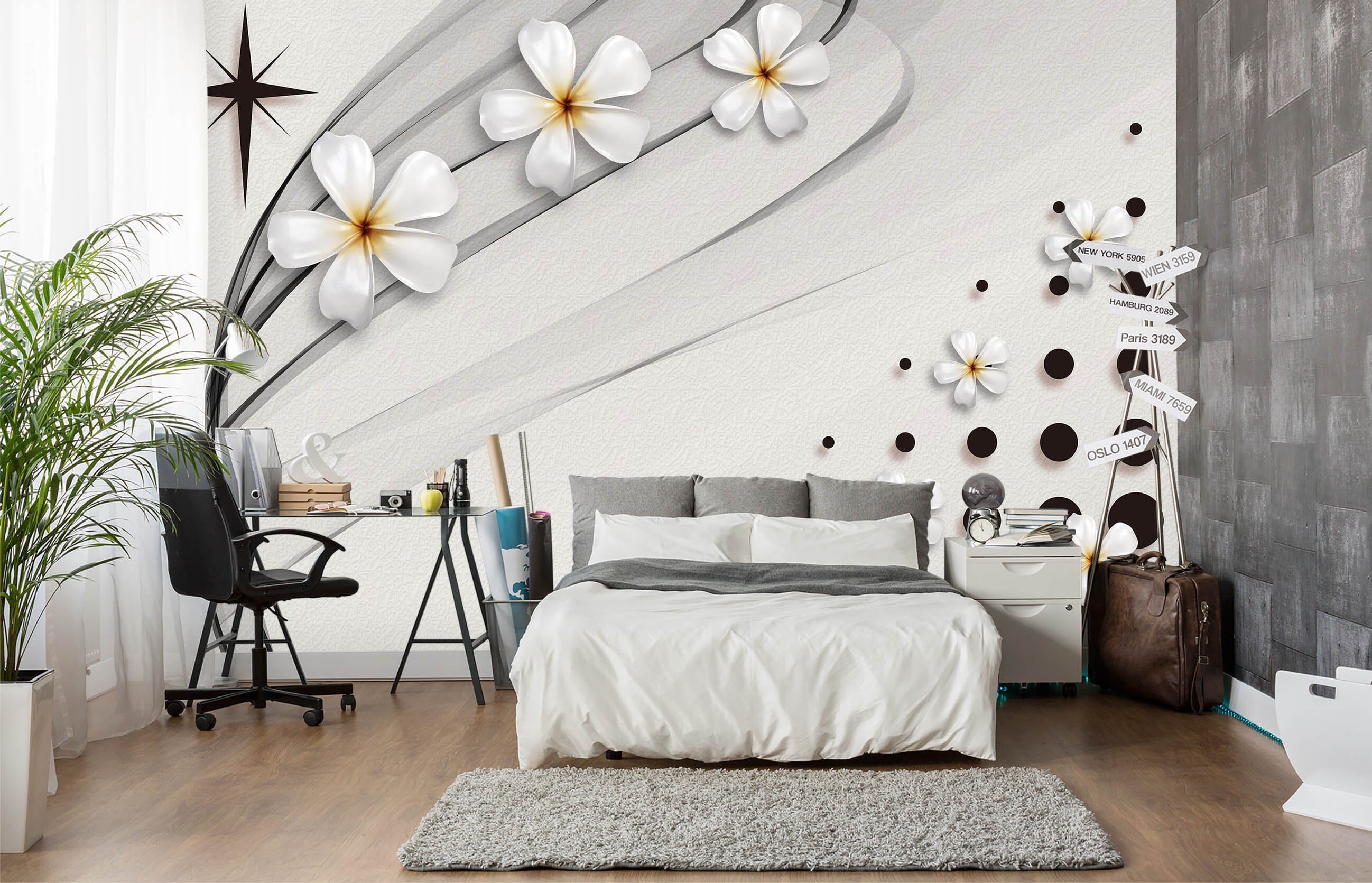 3D White Petals 1530 Wall Murals Wallpaper AJ Wallpaper 2 