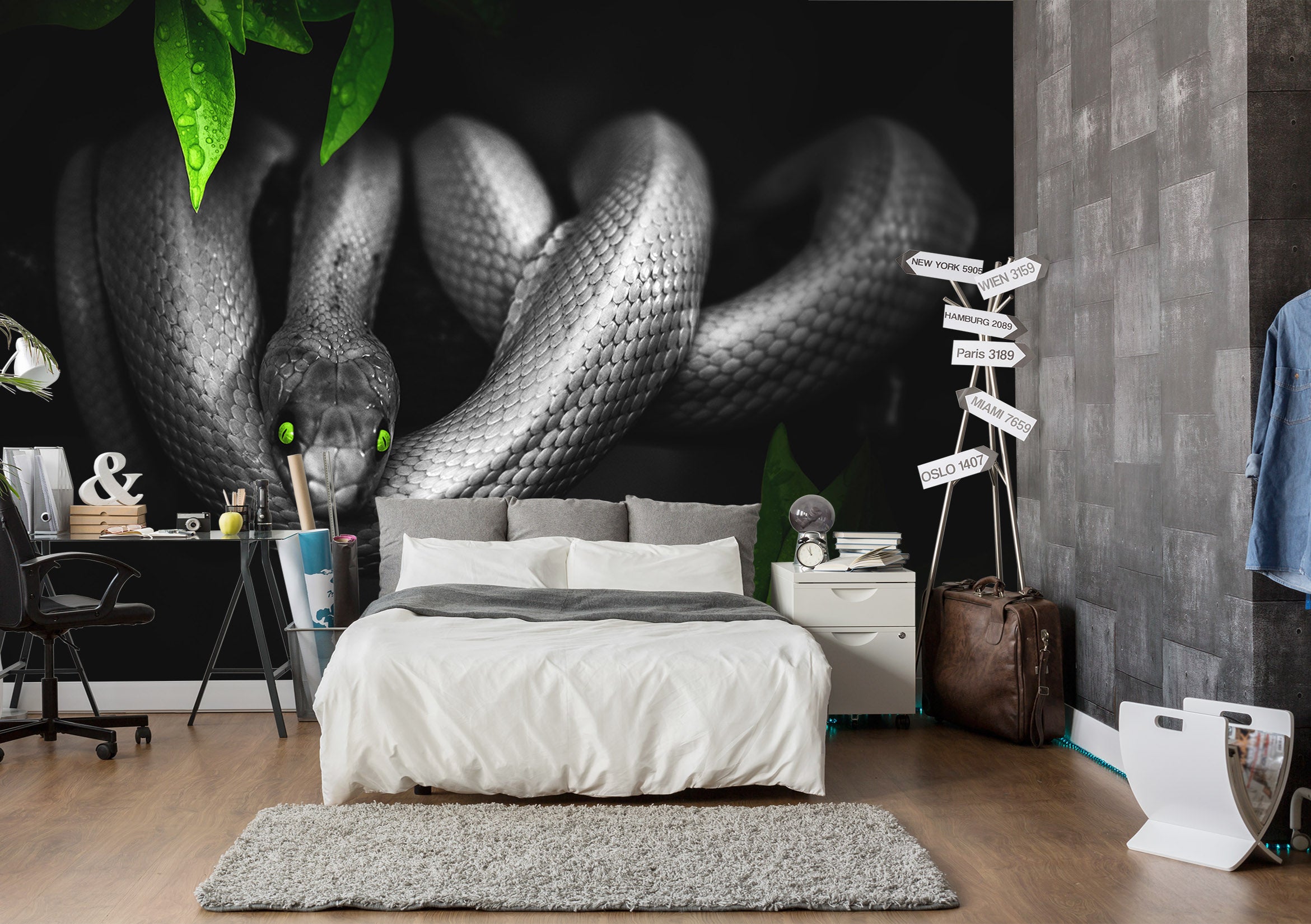 3D Black Snake 264 Wall Murals