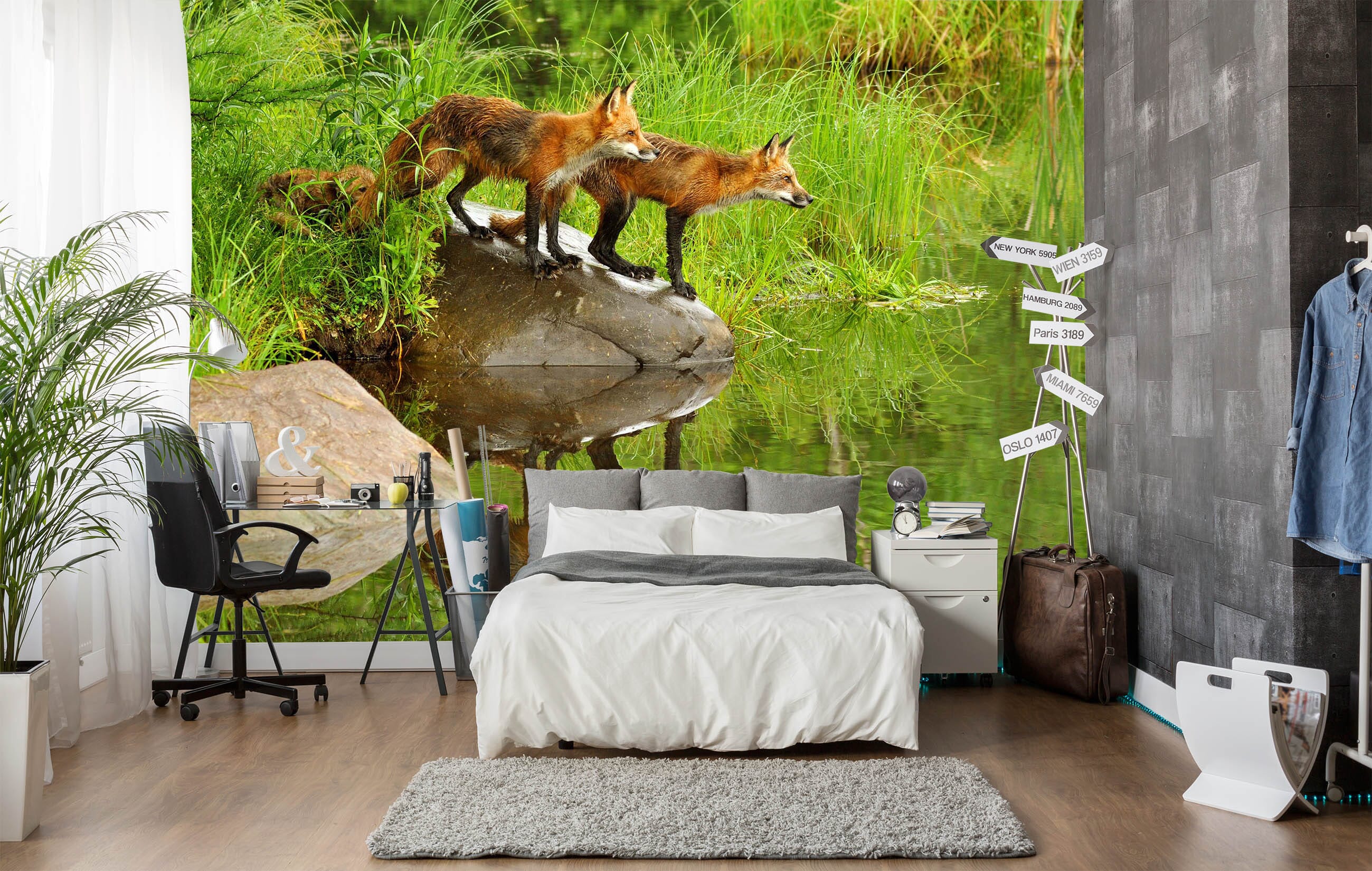 3D River Fox 2063 Wall Murals Wallpaper AJ Wallpaper 2 