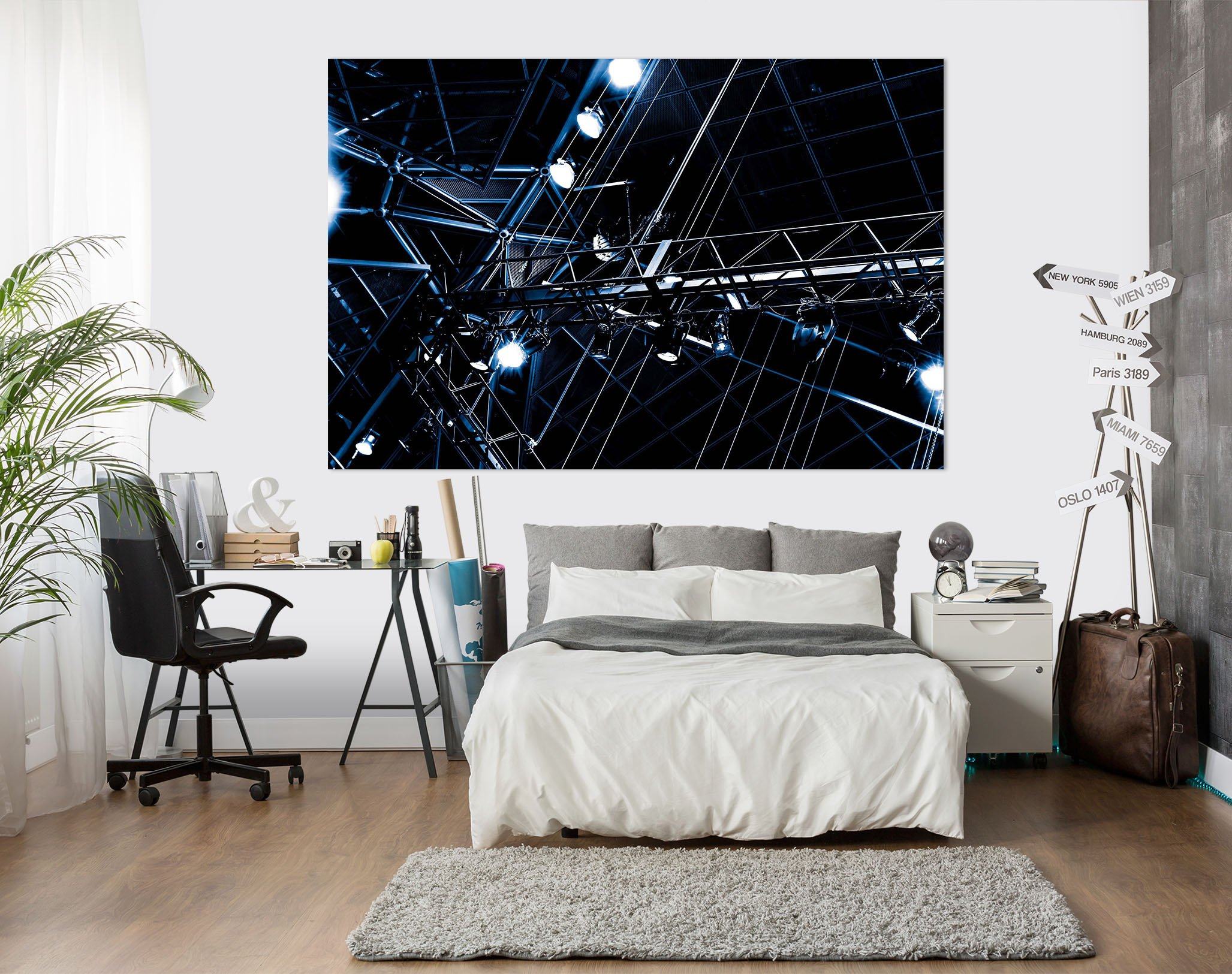 3D Black City Light 008 Noirblanc777 Wall Sticker Wallpaper AJ Wallpaper 2 