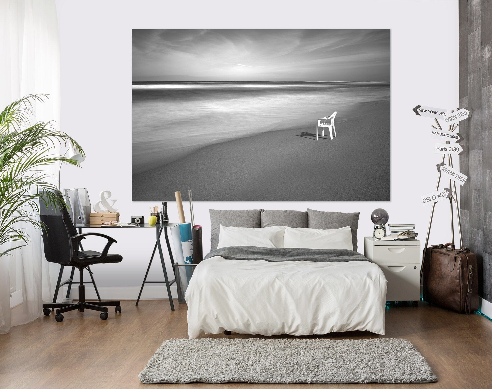 3D White Bench 139 Marco Carmassi Wall Sticker Wallpaper AJ Wallpaper 2 