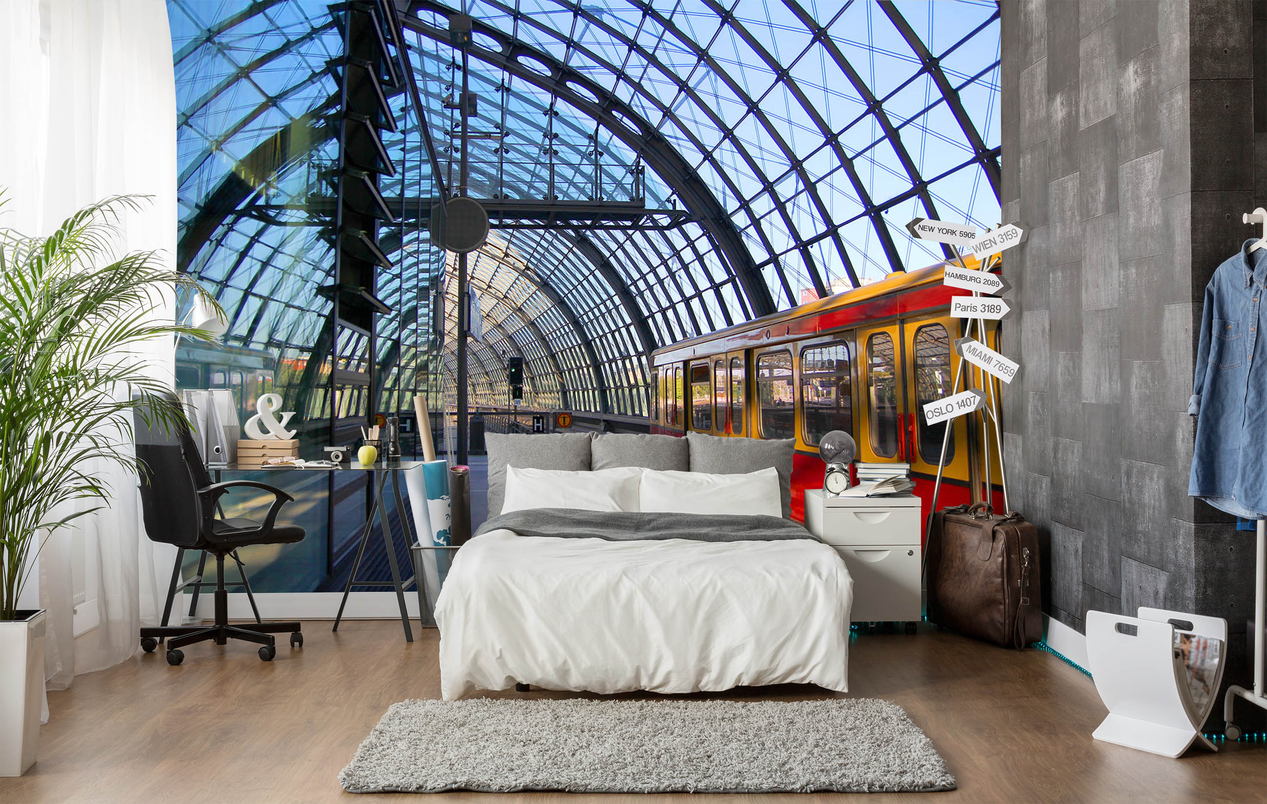 3D Train Station 027 Vehicle Wall Murals