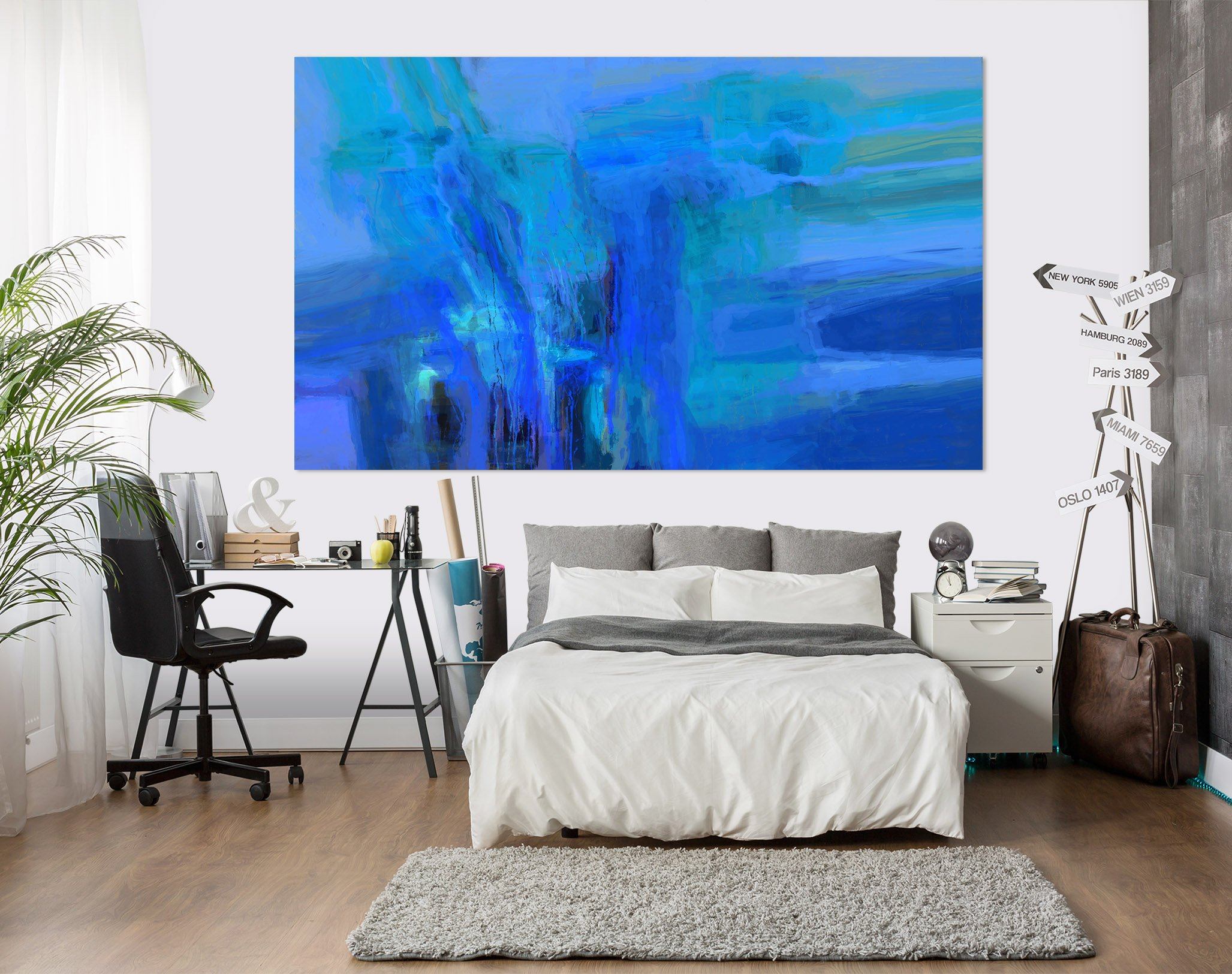 3D Blue Graffiti 021 Michael Tienhaara Wall Sticker Wallpaper AJ Wallpaper 2 