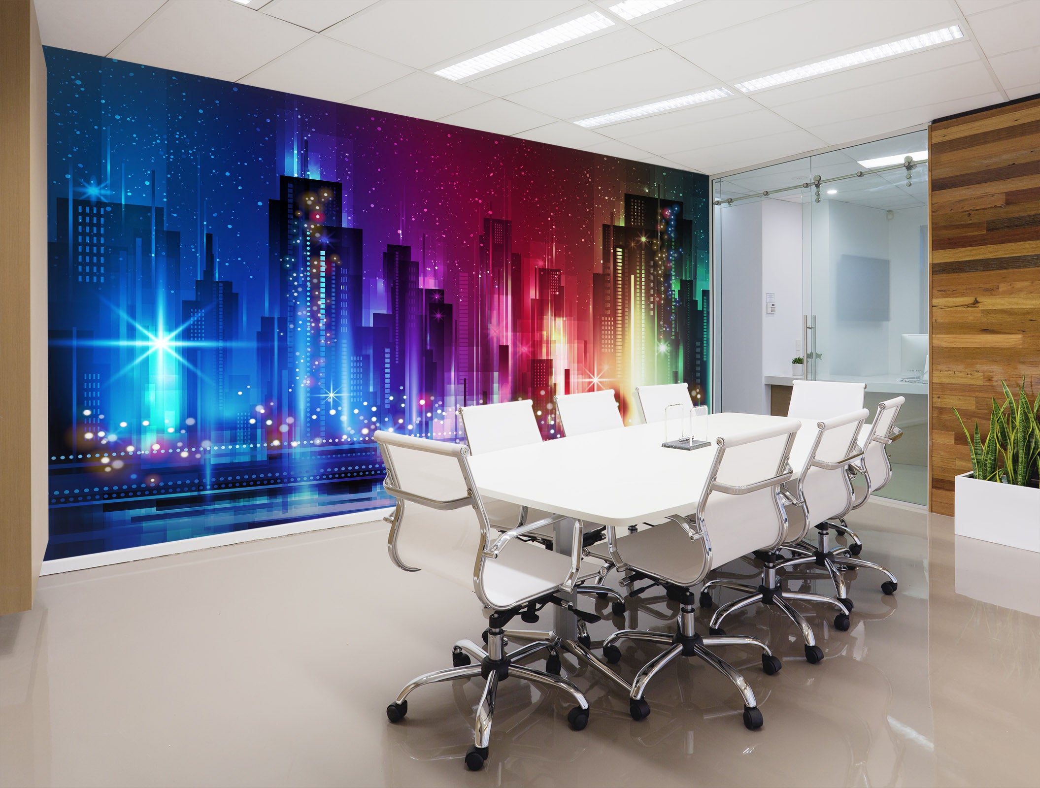 3D Night Building 043 Wall Murals