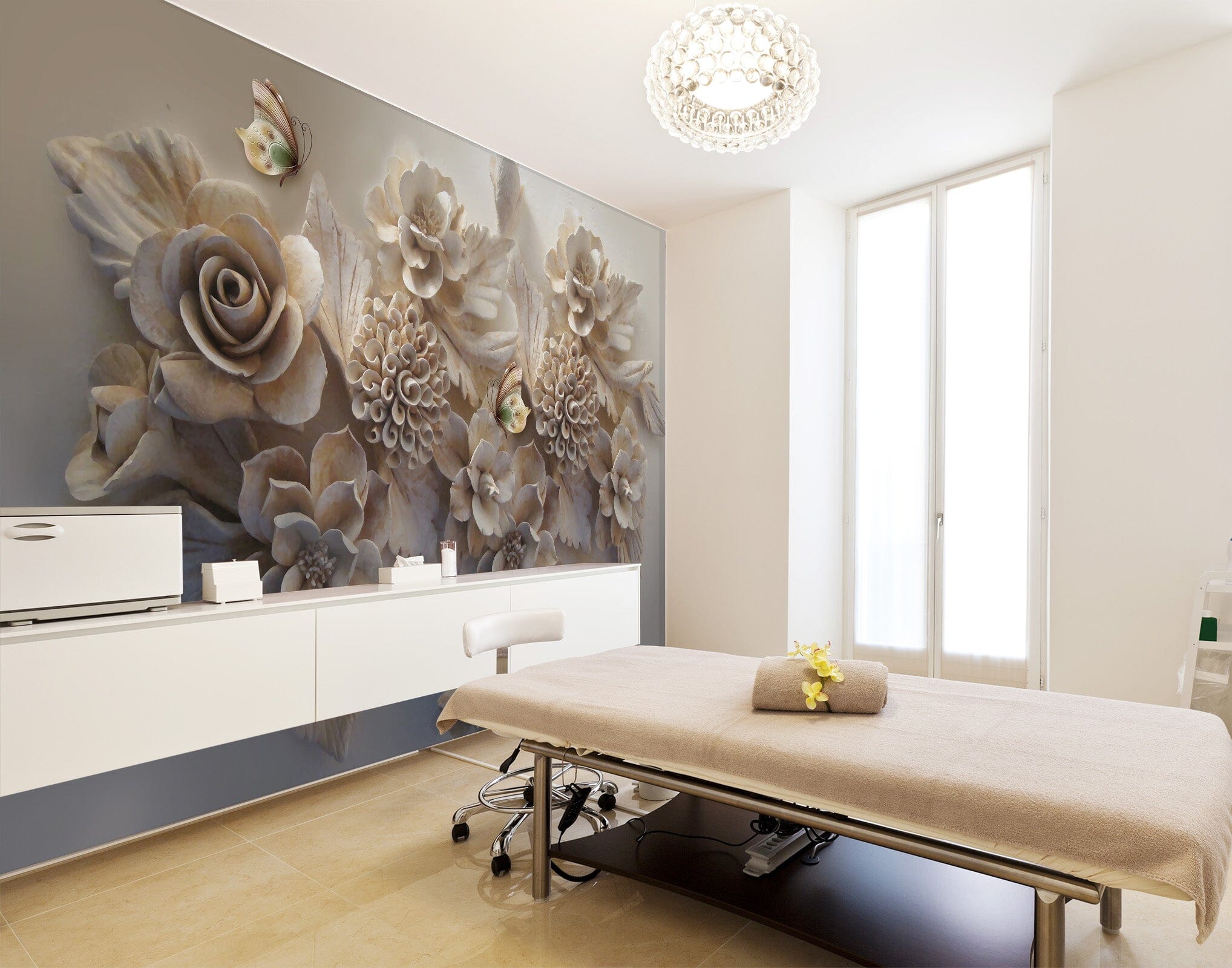 3D White Flowers 368 Wall Murals Wallpaper AJ Wallpaper 2 