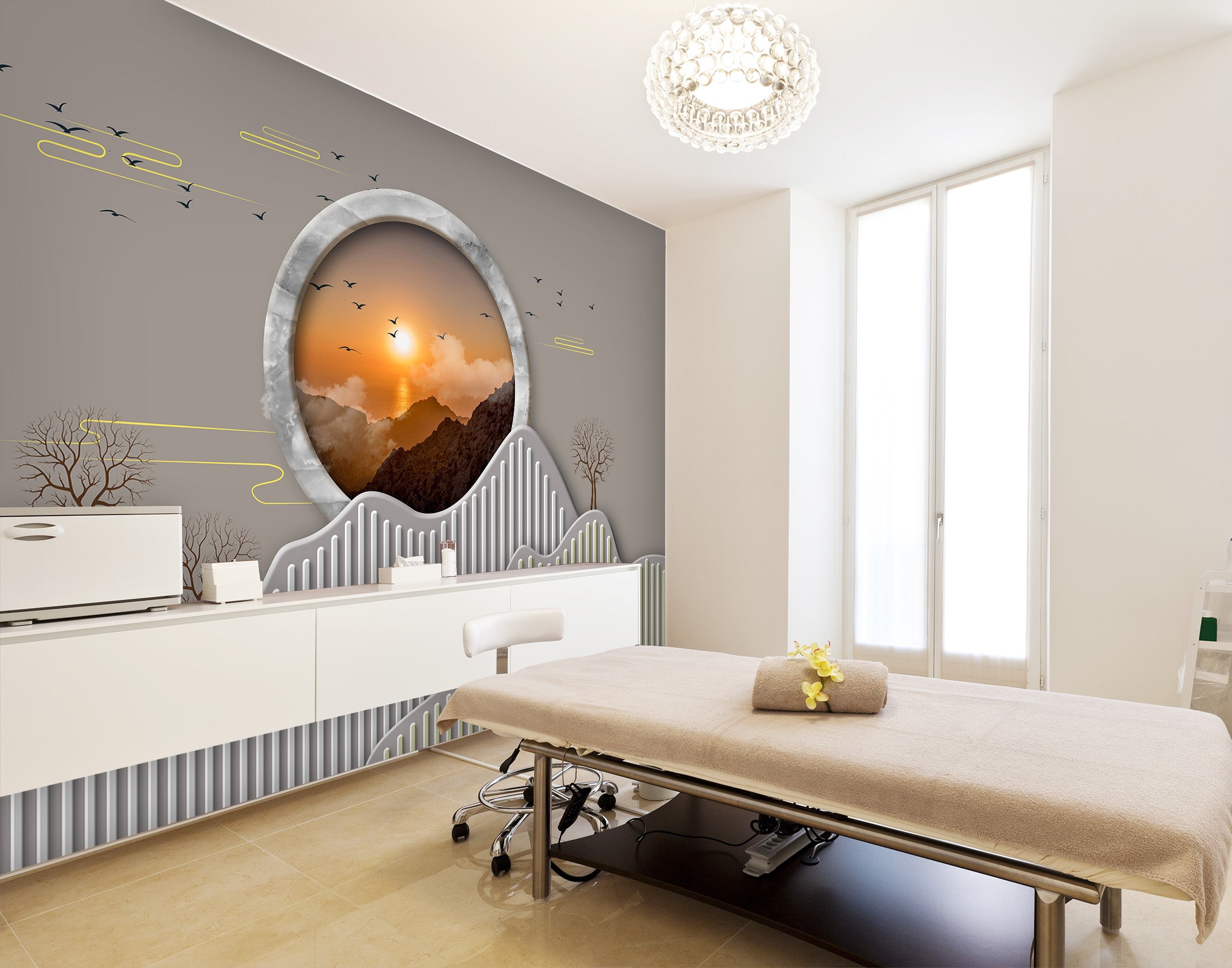 3D Dusk Mountain Bird 068 Wall Murals Wallpaper AJ Wallpaper 2 